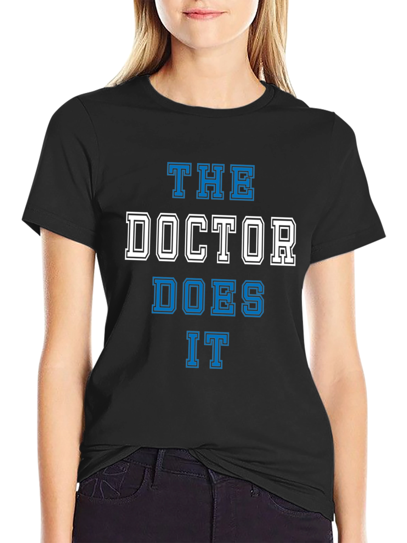 Black The Doctor Does It T-Shirt - Black Cotton Tee view 2