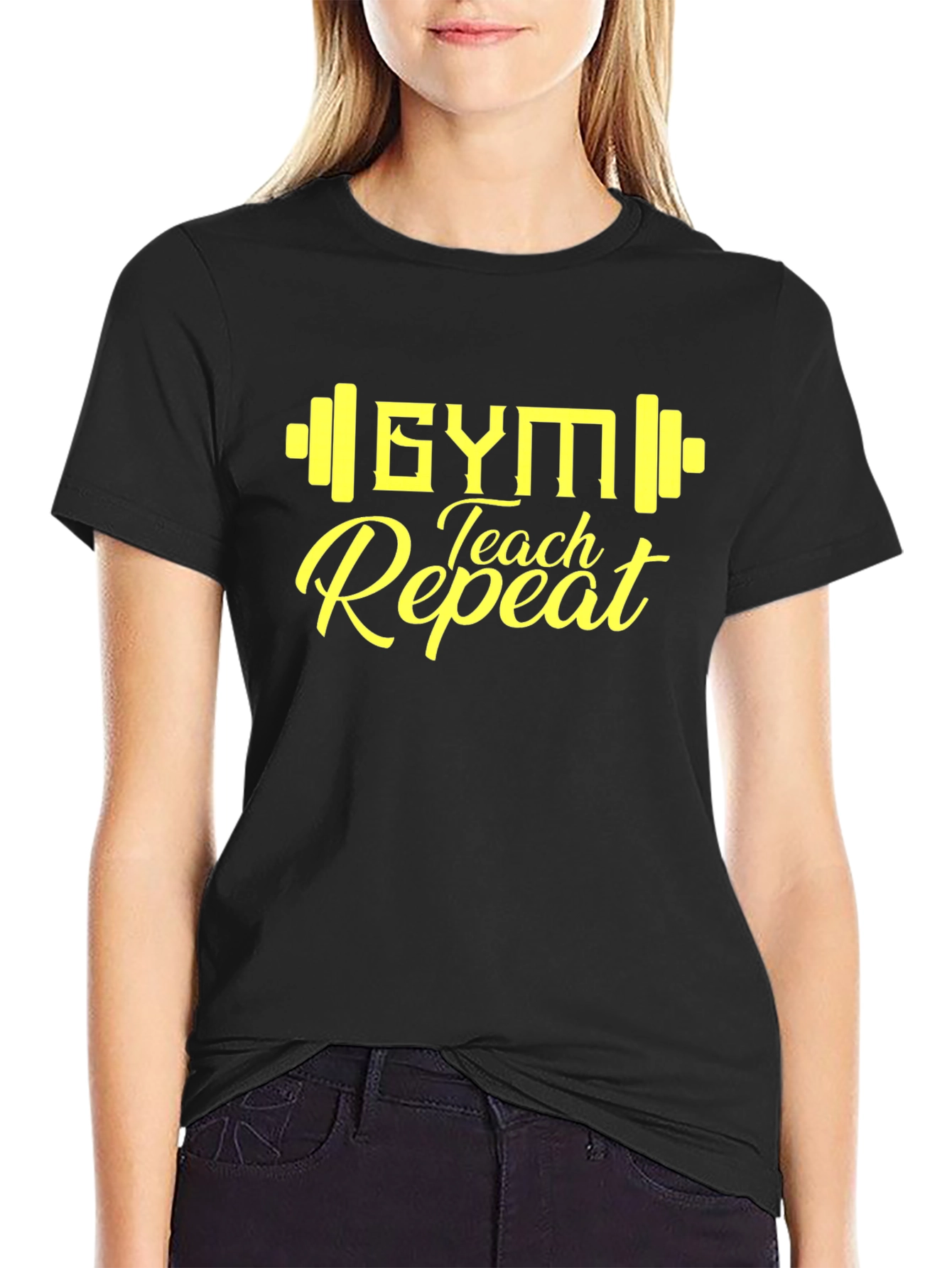 Black Gym Teach Repeat Graphic Tee view 2