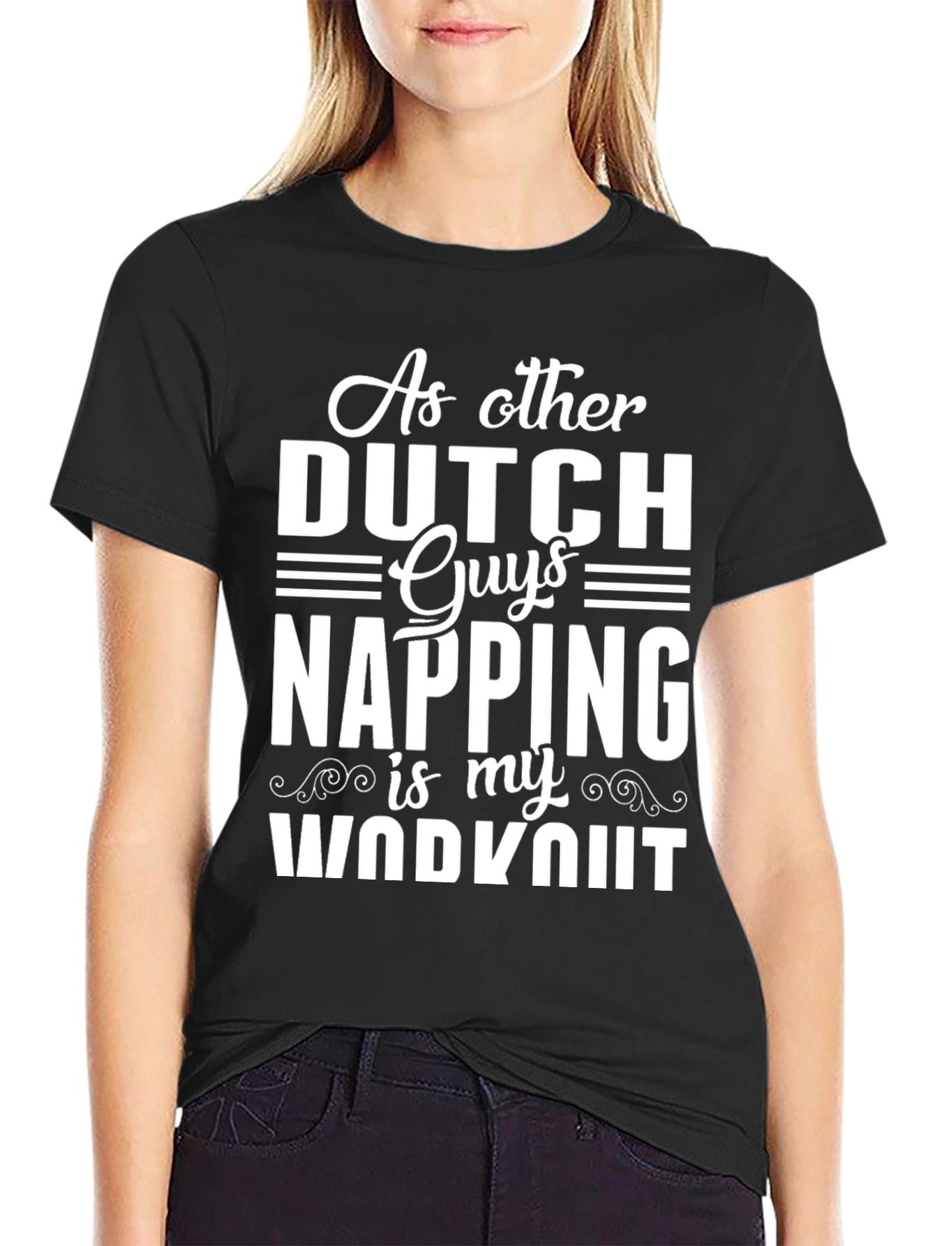 Black Funny Dutch Napping Workout T-Shirt view 2