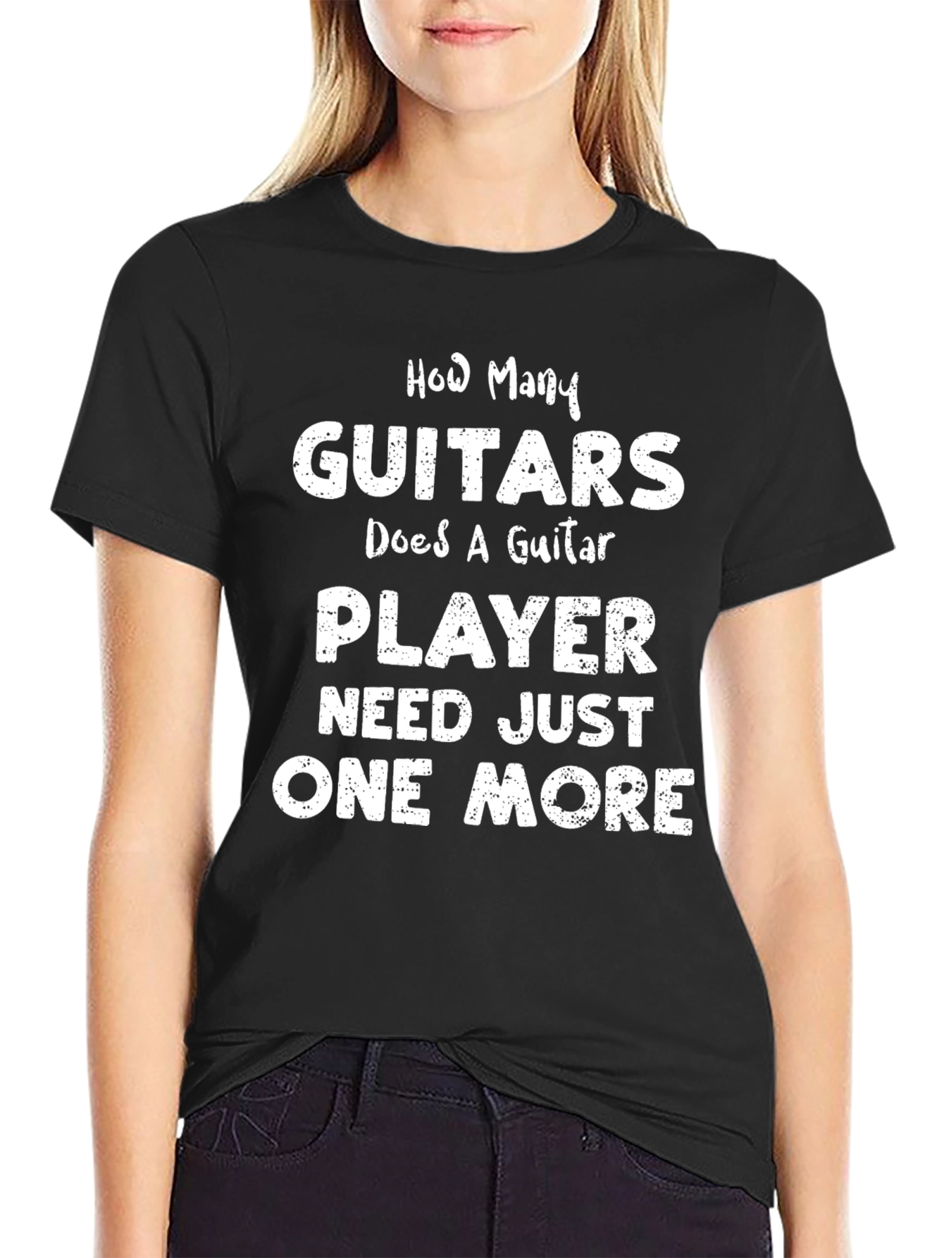Black Guitar Player T-Shirt - One More Guitar view 2