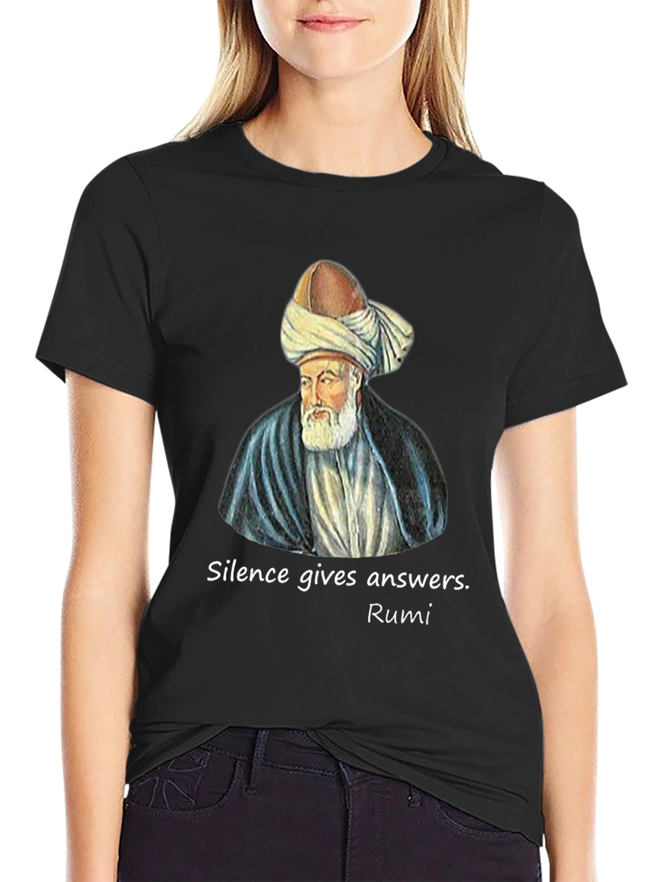 Rumi Quote Graphic T-Shirt - Silence Gives Answers - 2
