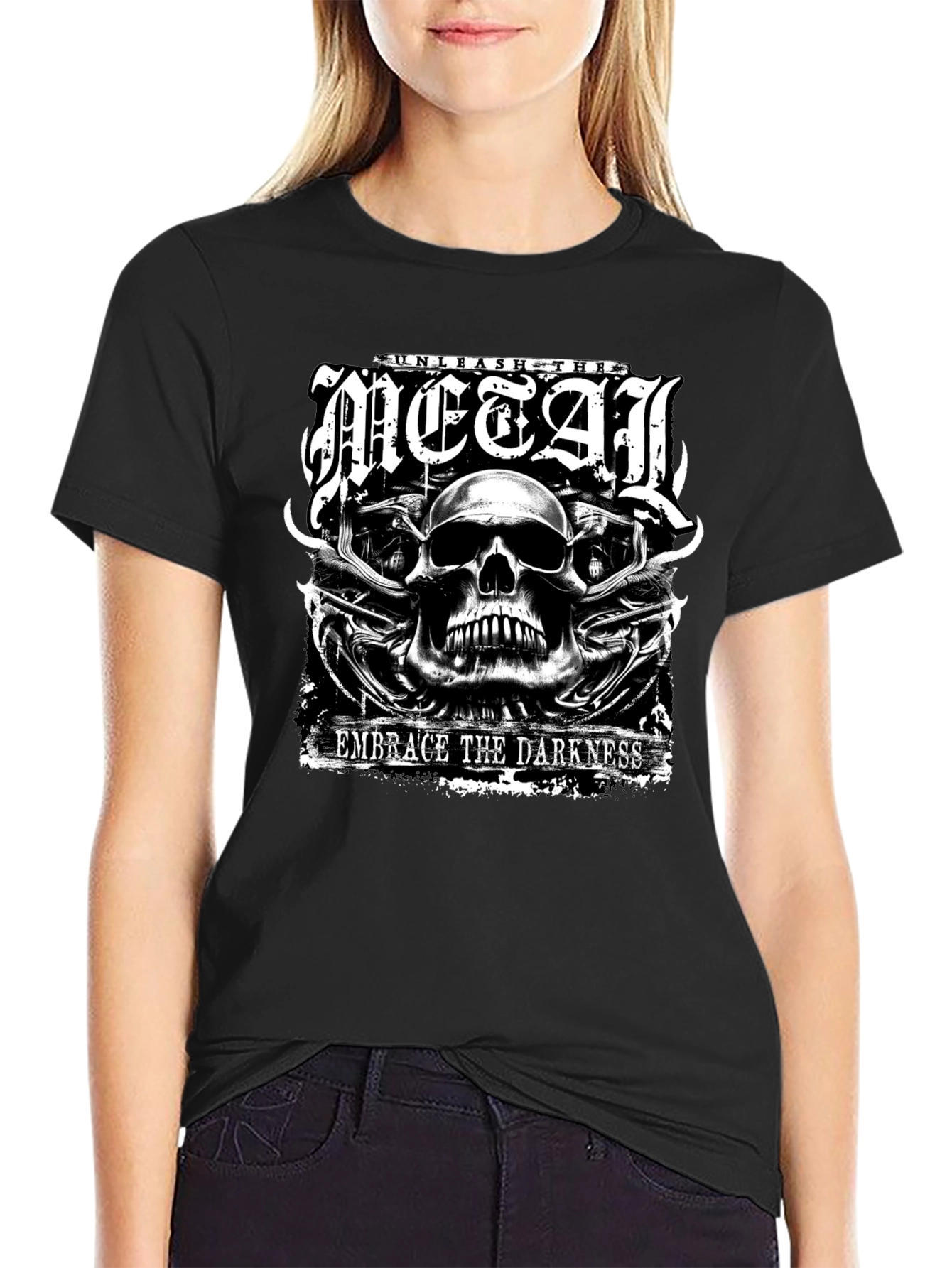 Black Unleash the Metal Graphic Tee - Embrace the Darkness view 2