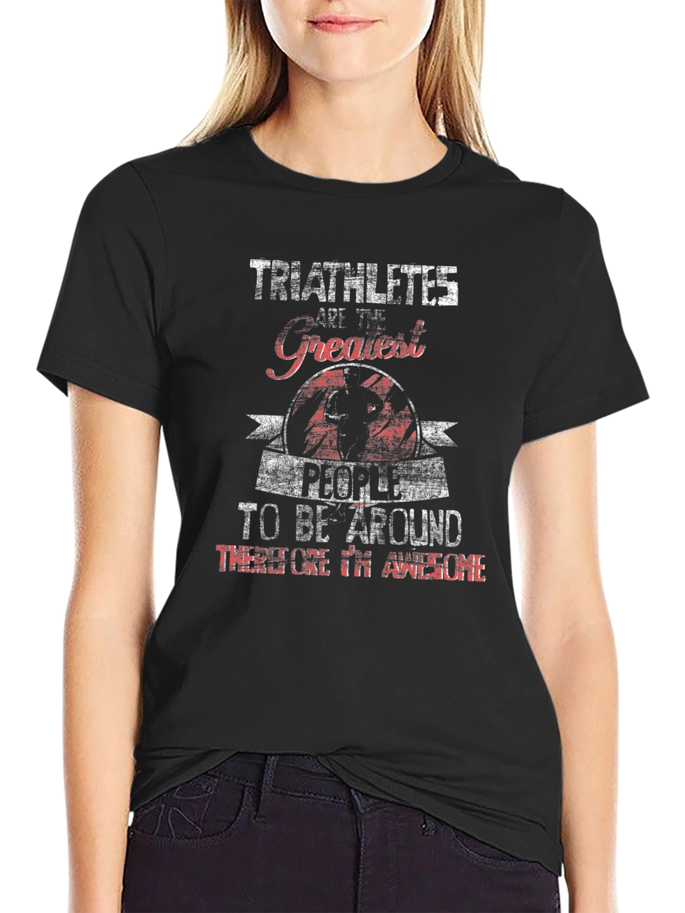 Black Triathlete Graphic Tee - Awesome People Shirt view 2