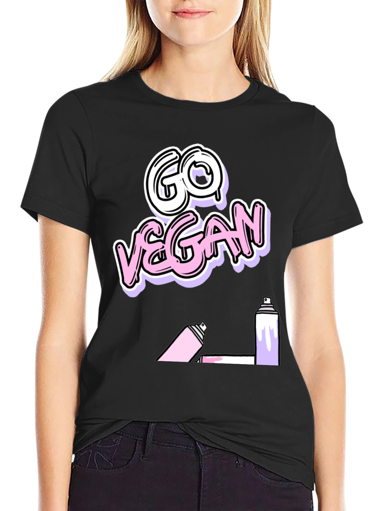 Black Go Vegan Graffiti T-Shirt view 2