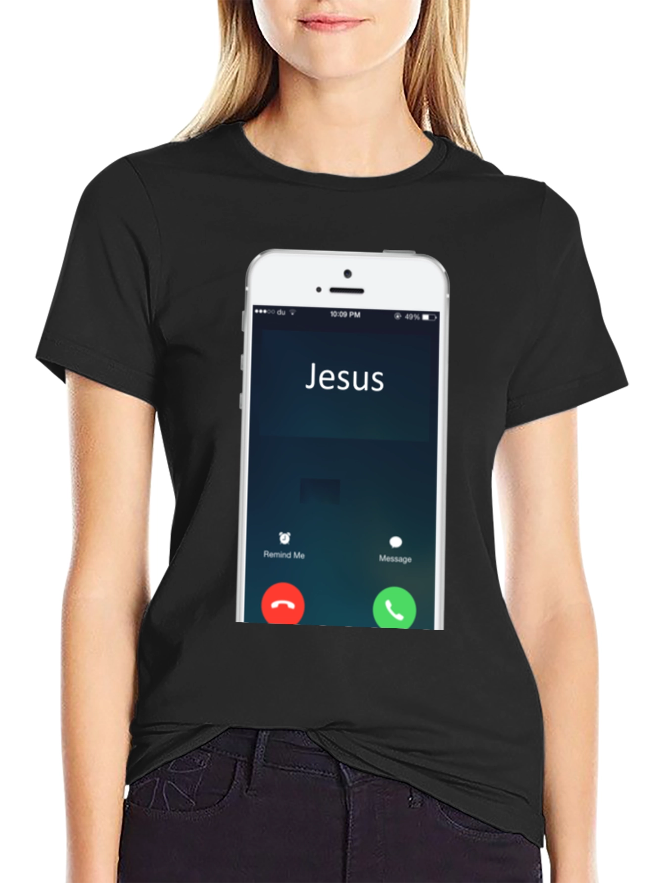 Black Jesus Calling Funny T-Shirt view 2