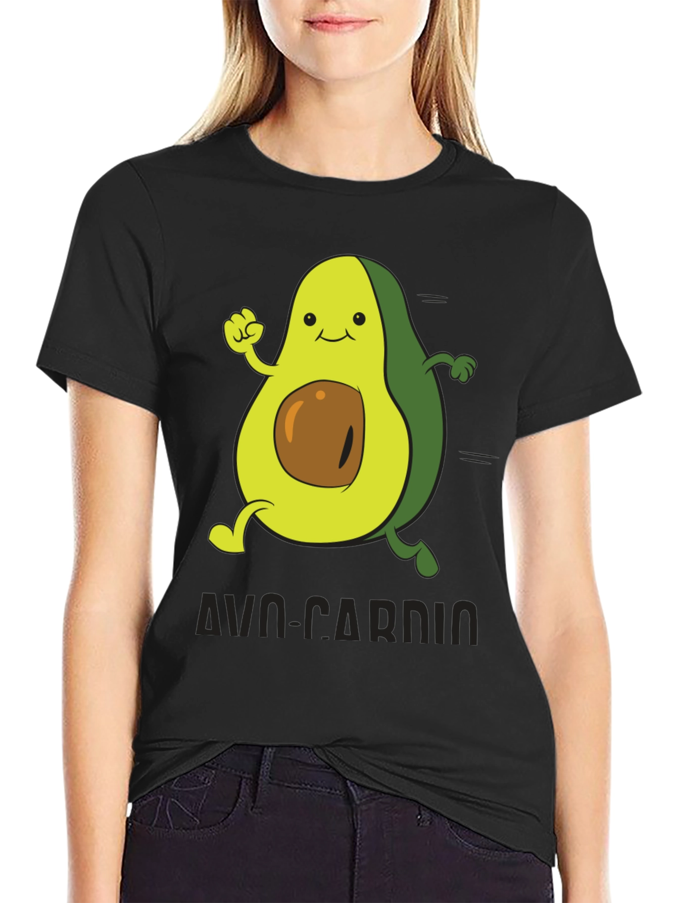 Black Avo-Cardio T-Shirt - Avocado Fitness Tee view 2