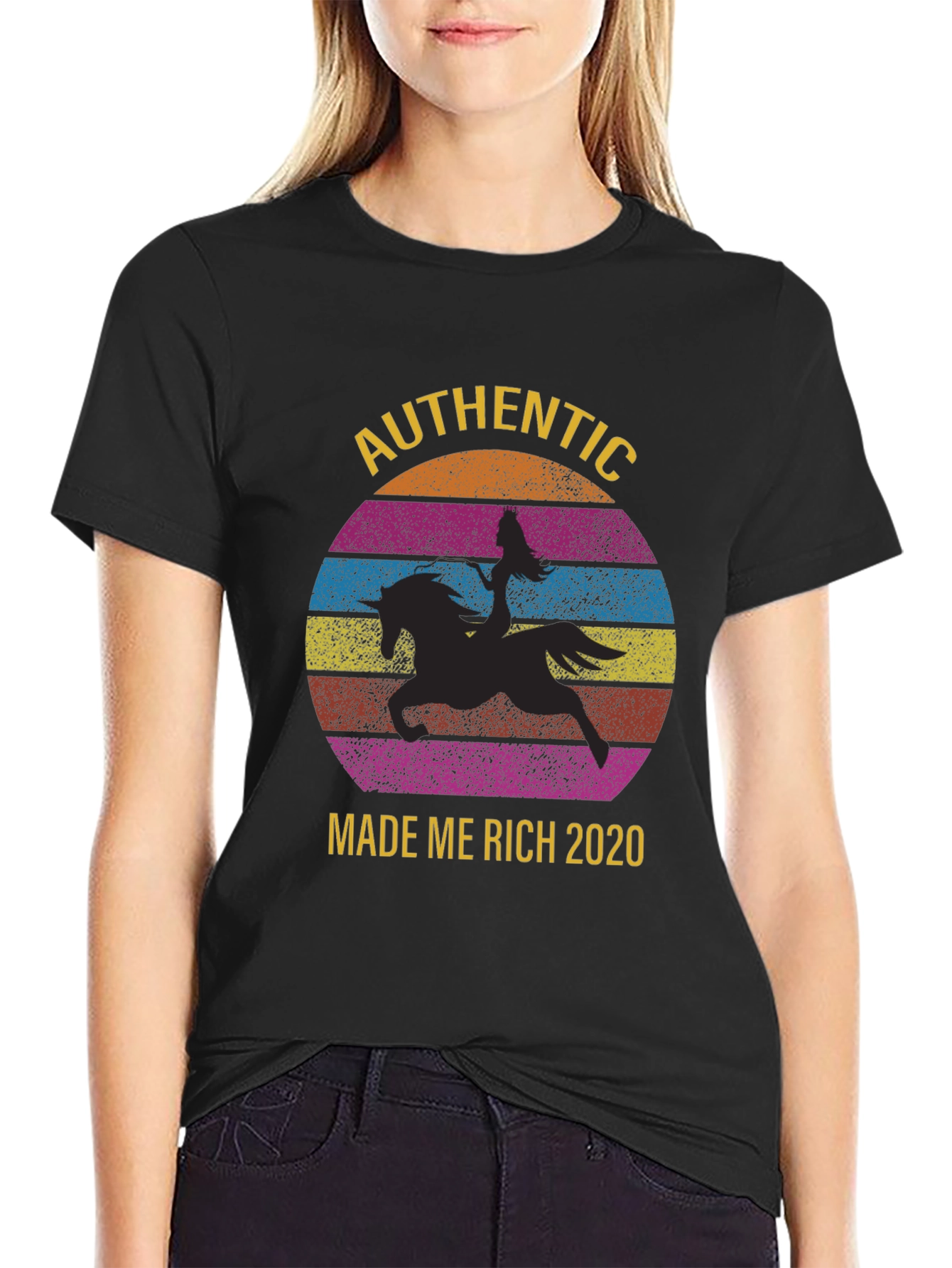 Black Authentic Made Me Rich 2020 T-Shirt view 2