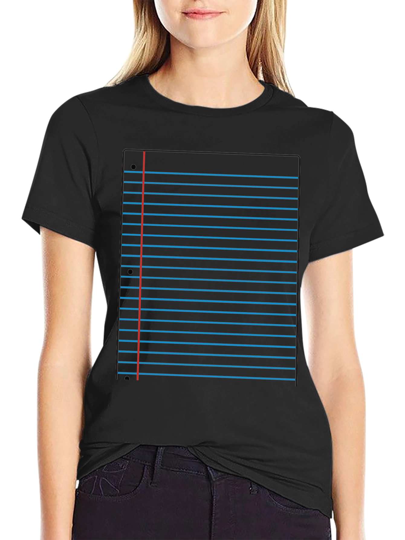 Black Notebook Paper Graphic Tee - Novelty Design view 2