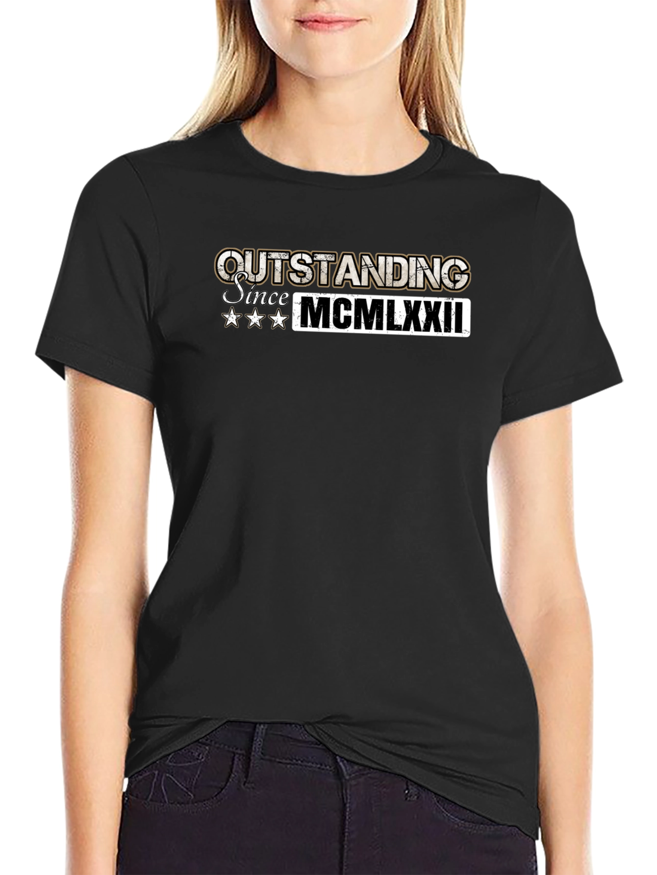 Black Outstanding Since 1972 Black T-Shirt view 2