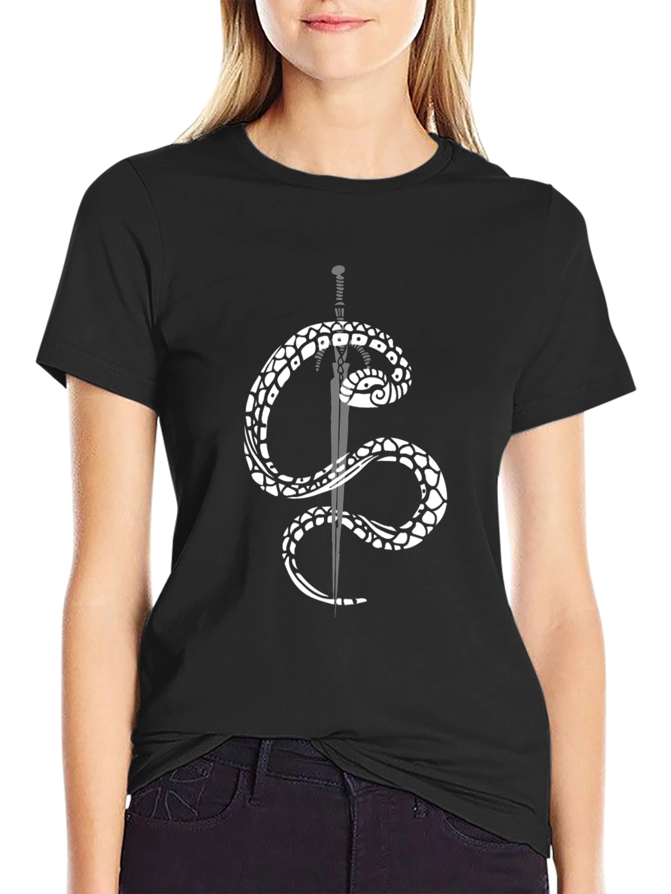 Black Snake & Sword Graphic Tee - Men's Black T-Shirt view 2