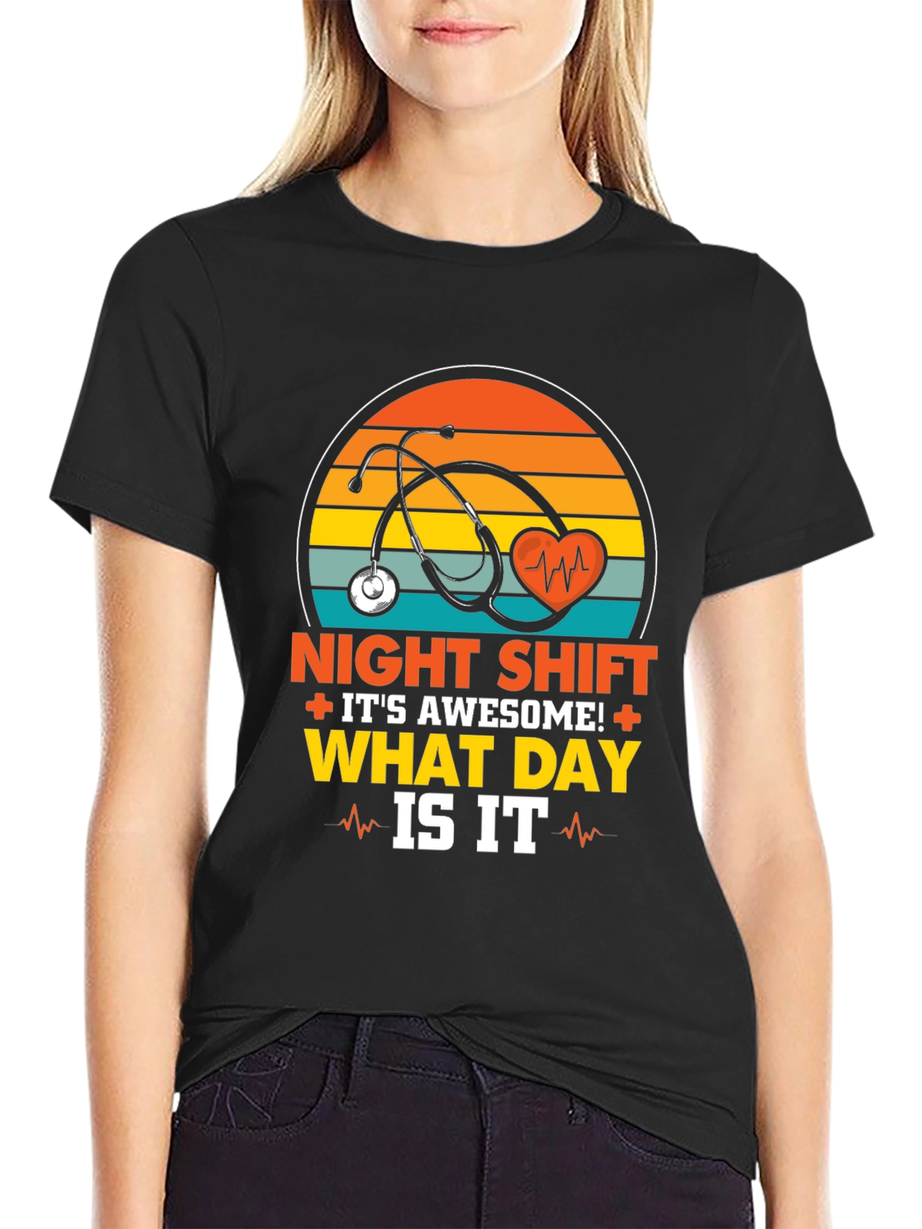 Black Night Shift Nurse T-Shirt - What Day Is It? view 2