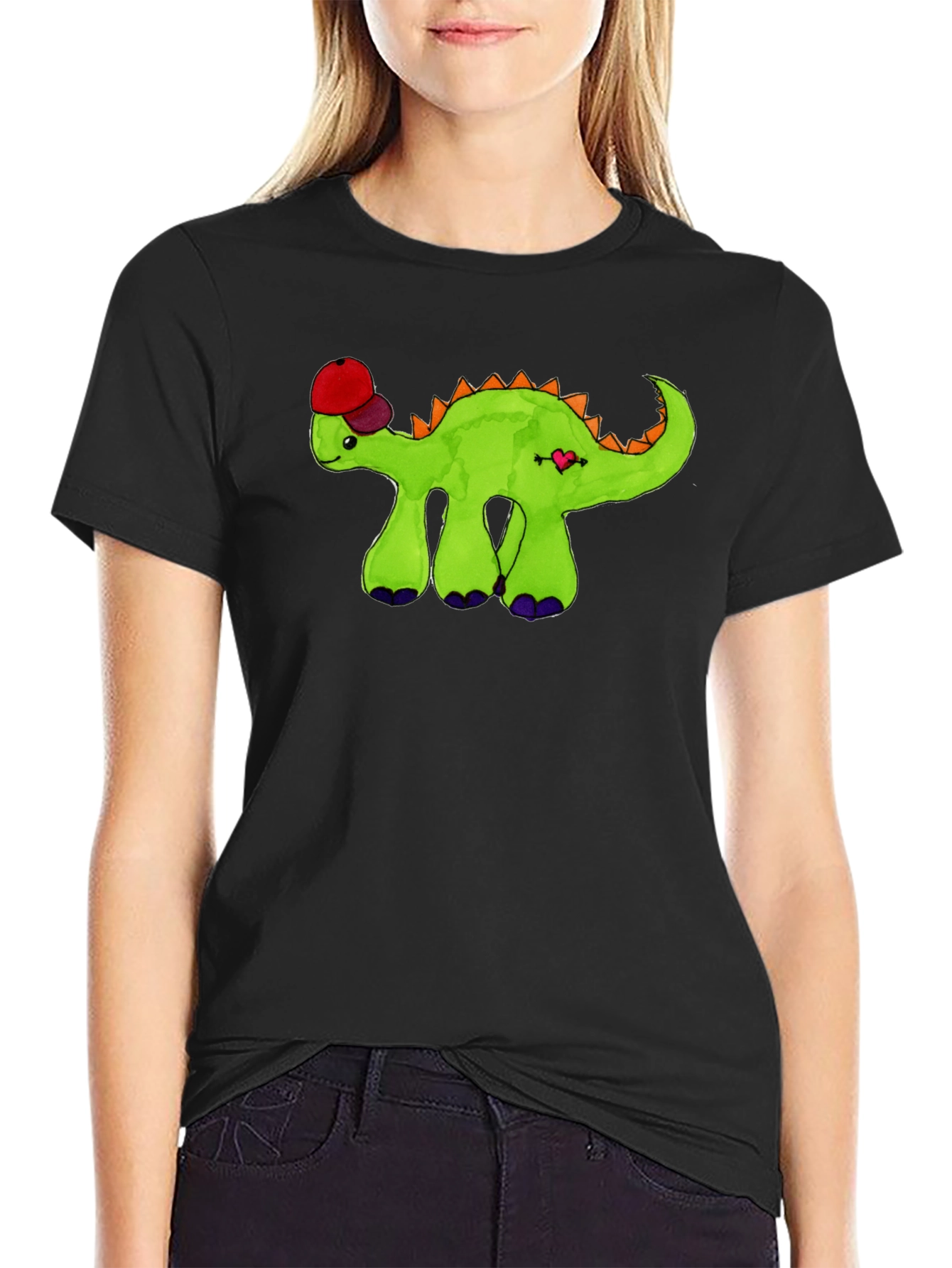 Black Dino with Hat Graphic Tee view 2