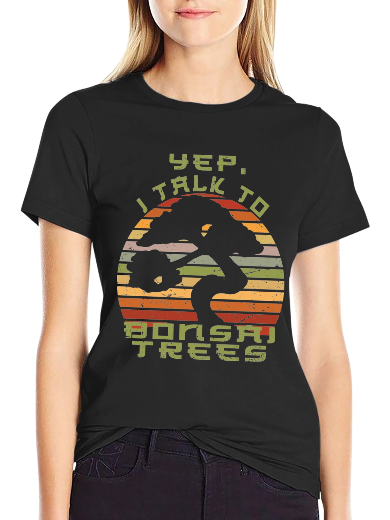 Black Yep, I Talk to Bonsai Trees Black T-Shirt view 2