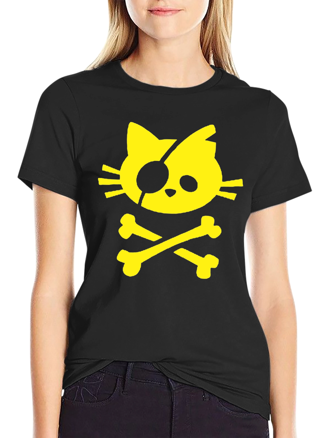 Pirate Cat T-Shirt - Black Cotton Tee - 2