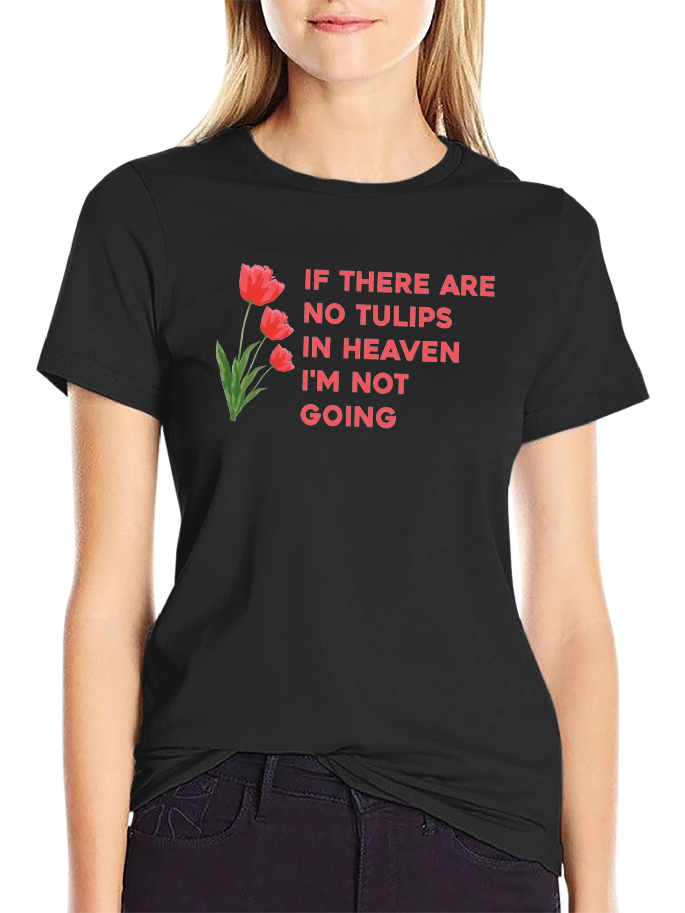Black Tulips in Heaven Graphic Tee - Funny T-Shirt view 2