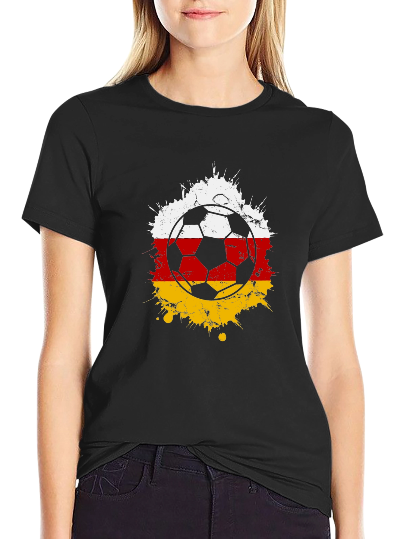 Black Soccer Germany Flag T-Shirt - Sport Fan Tee view 2