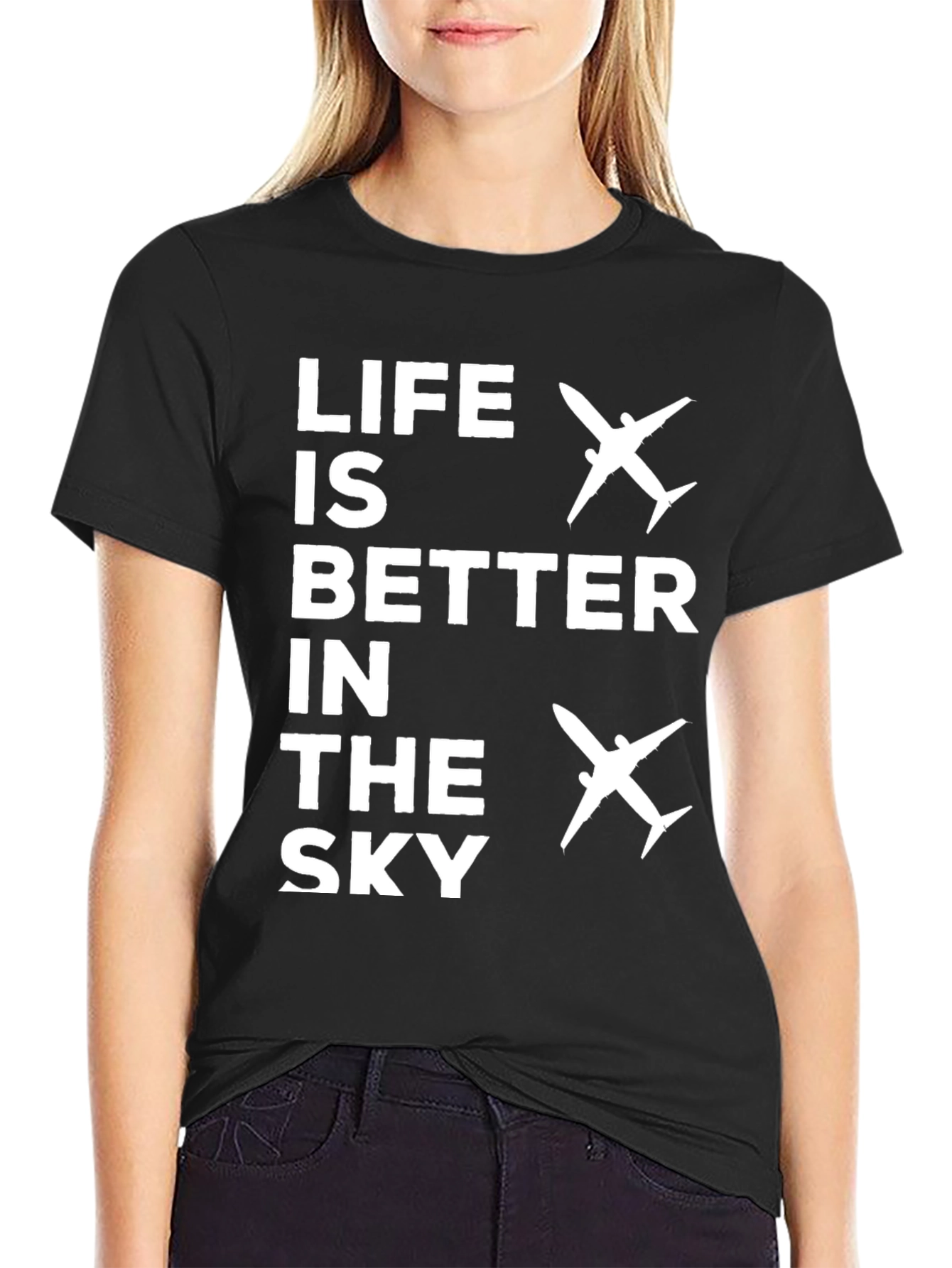 Black Life Is Better In The Sky Airplane T-Shirt view 2