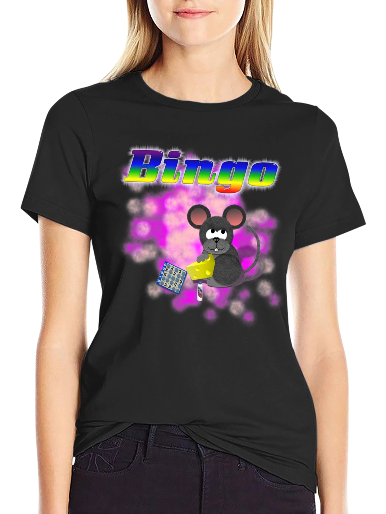 Black Bingo Mouse Graphic Tee view 2