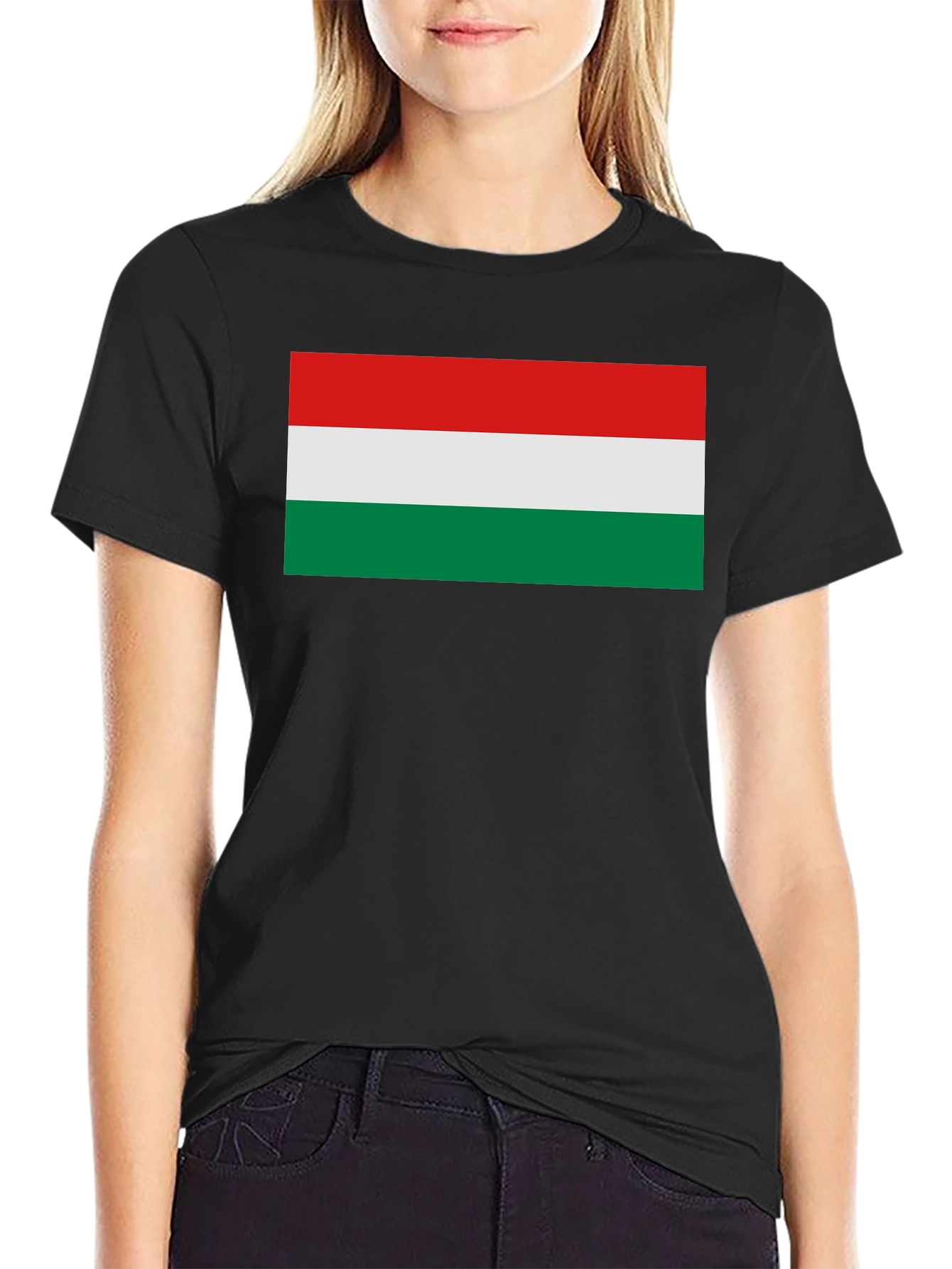 Black Hungary Flag Graphic T-Shirt - Black Tee view 2