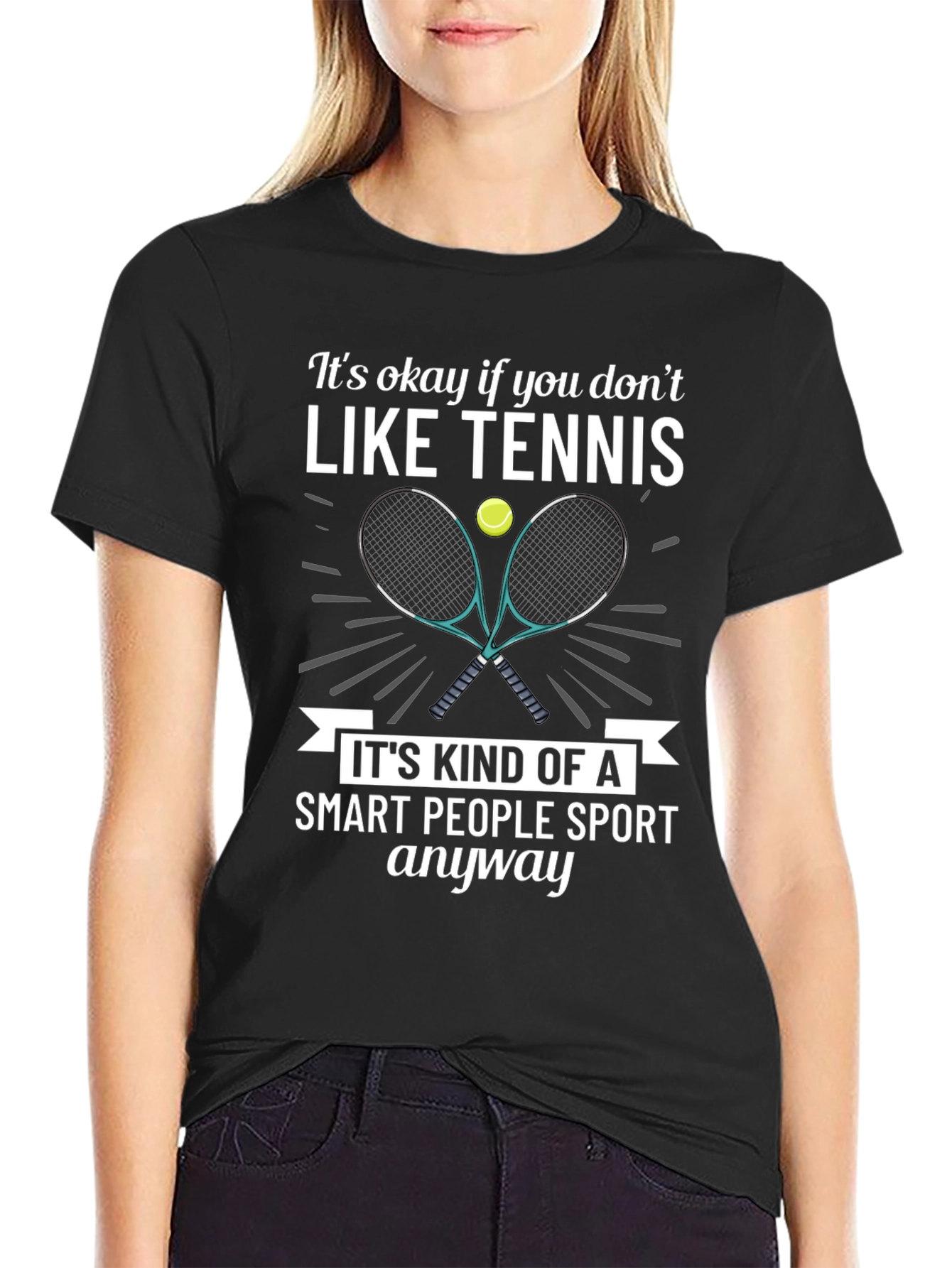 Black Funny Tennis T-Shirt - Smart People Sport Tee view 2