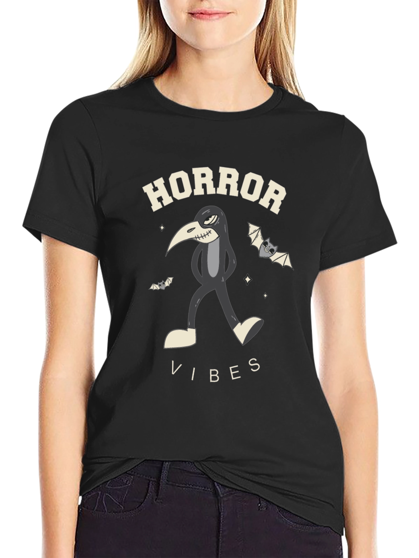 Black Horror Vibes Black T-Shirt view 2