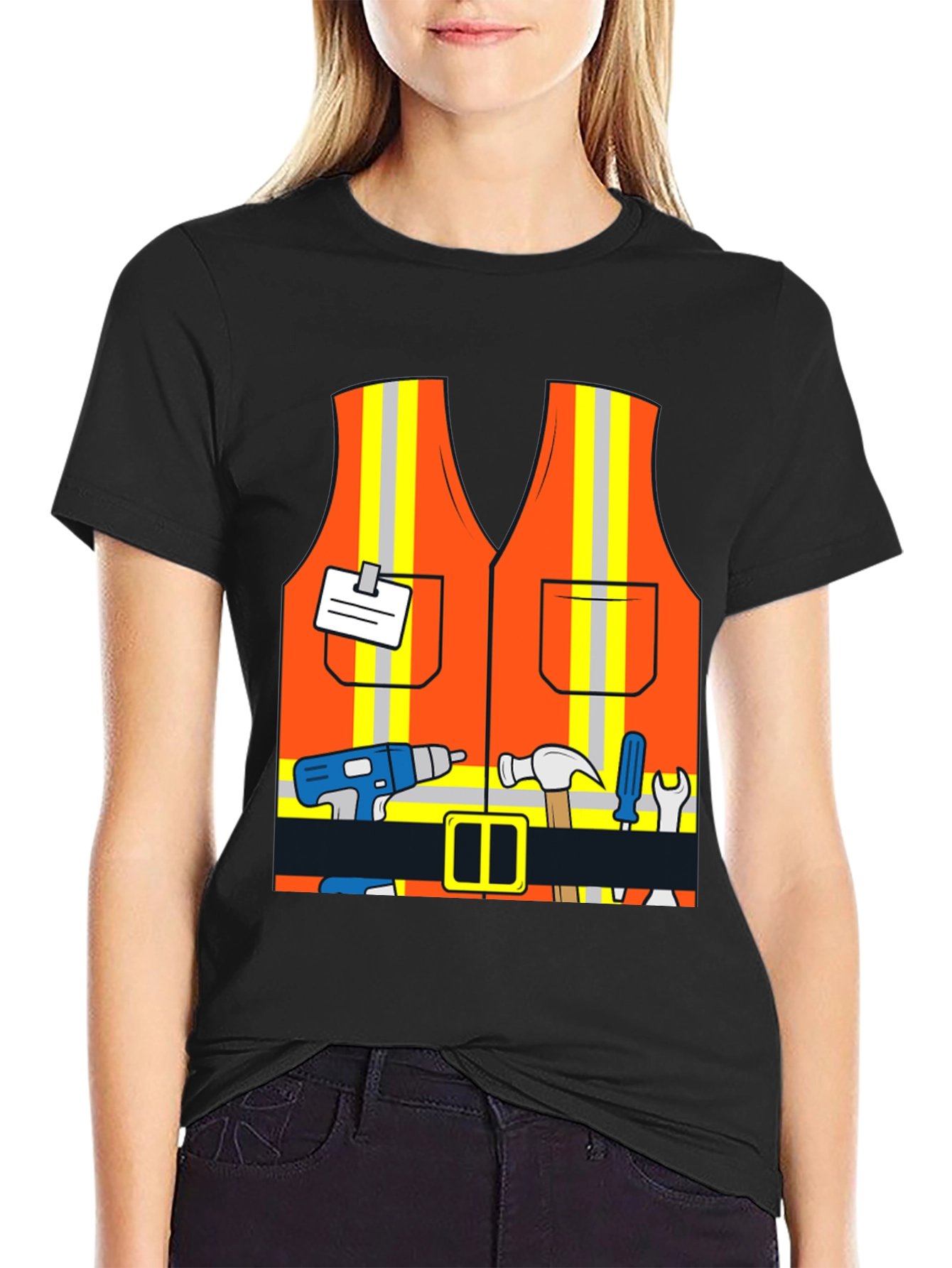 Black Construction Worker Costume T-Shirt view 2