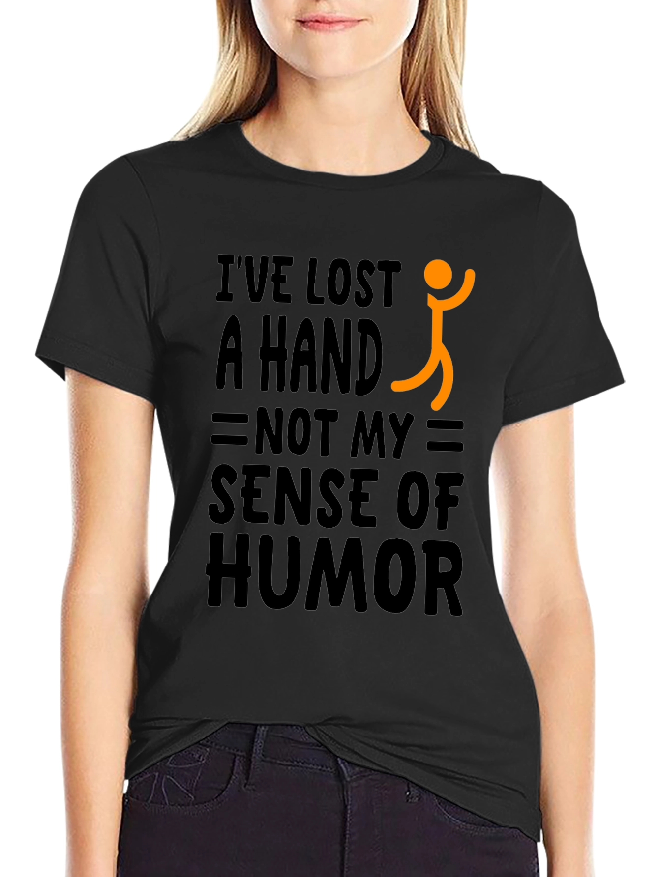 Black Humorous "Lost a Hand" Graphic Tee view 2