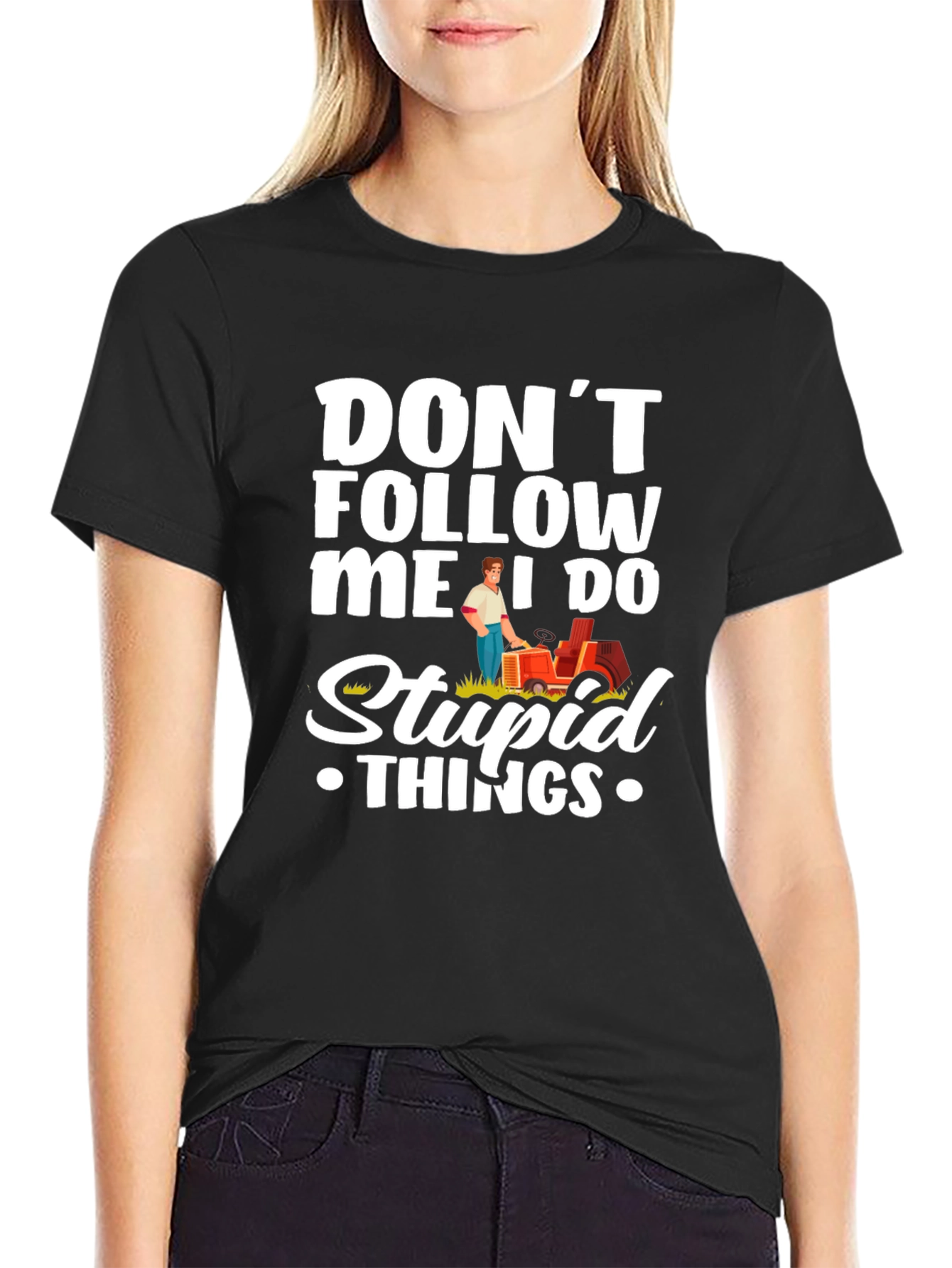 Black Don't Follow Me T-Shirt - Funny Slogan Graphic Tee view 2