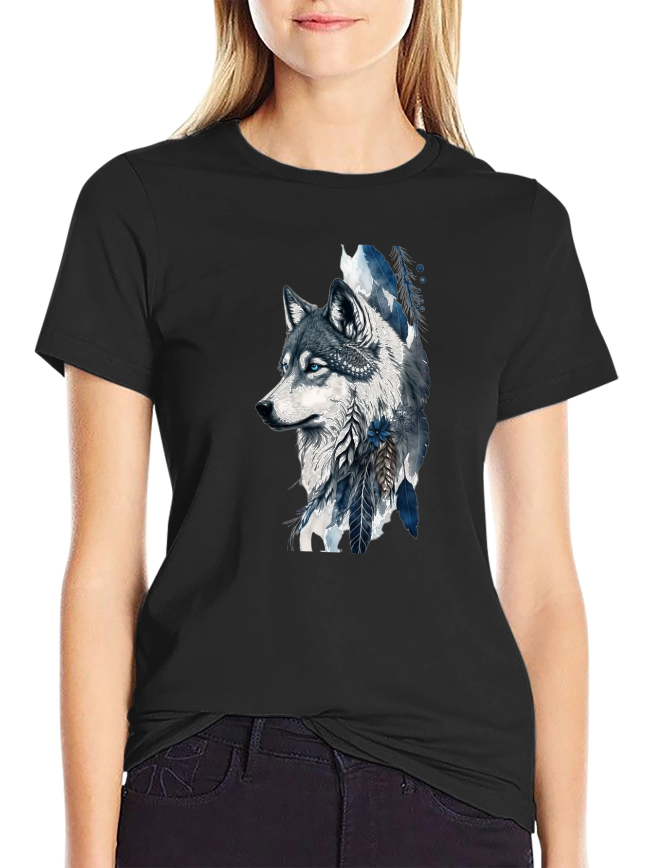 Black Wolf Graphic Print Tee - Stylish & Unique Design view 2