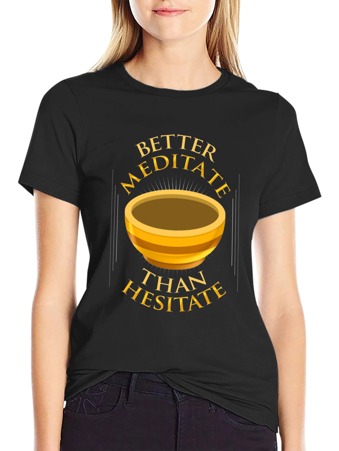 Black Meditate Tee: Find Your Inner Peace T-Shirt view 2