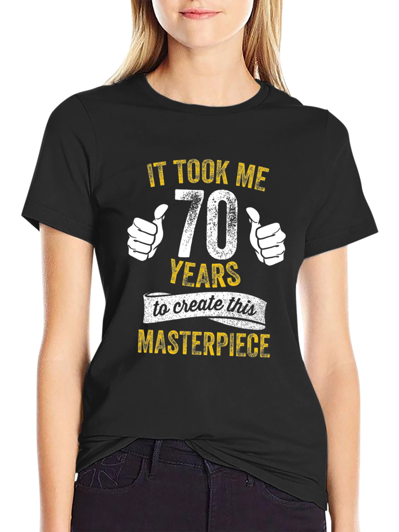 Black Funny 70th Birthday Masterpiece T-Shirt view 2