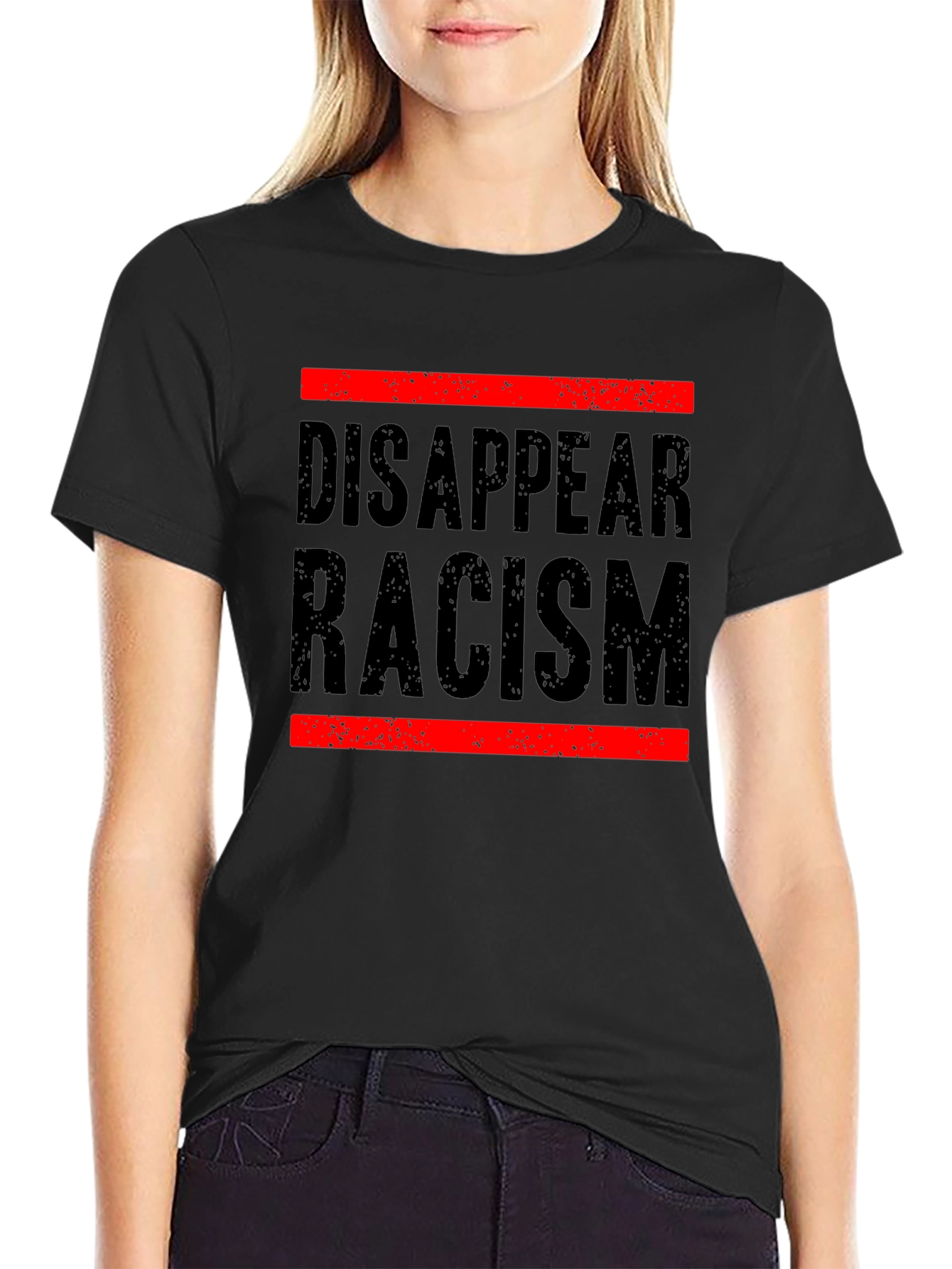 Black Disappear Racism Graphic Tee - Social Justice Shirt view 2