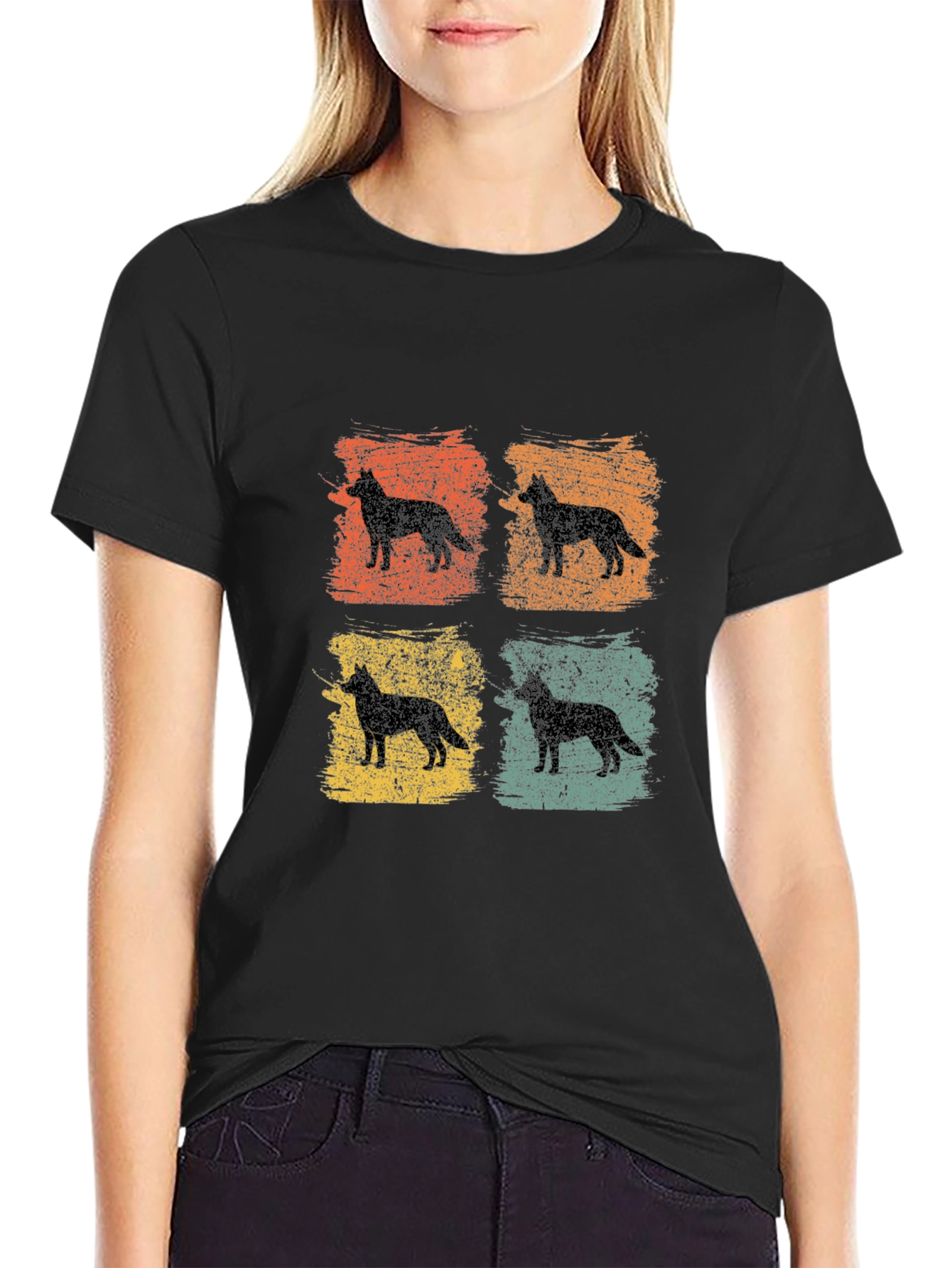 Black Vintage Dog Silhouette T-Shirt view 2
