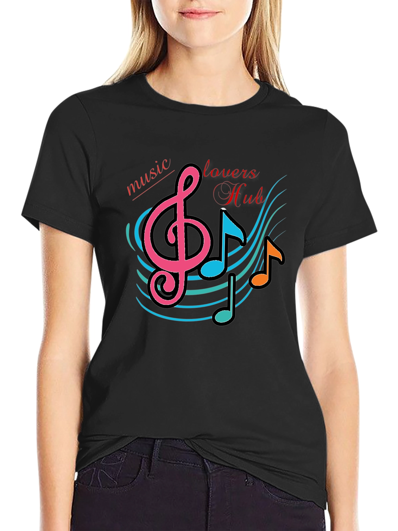 Black Music Lovers Hub Black Graphic T-Shirt view 2