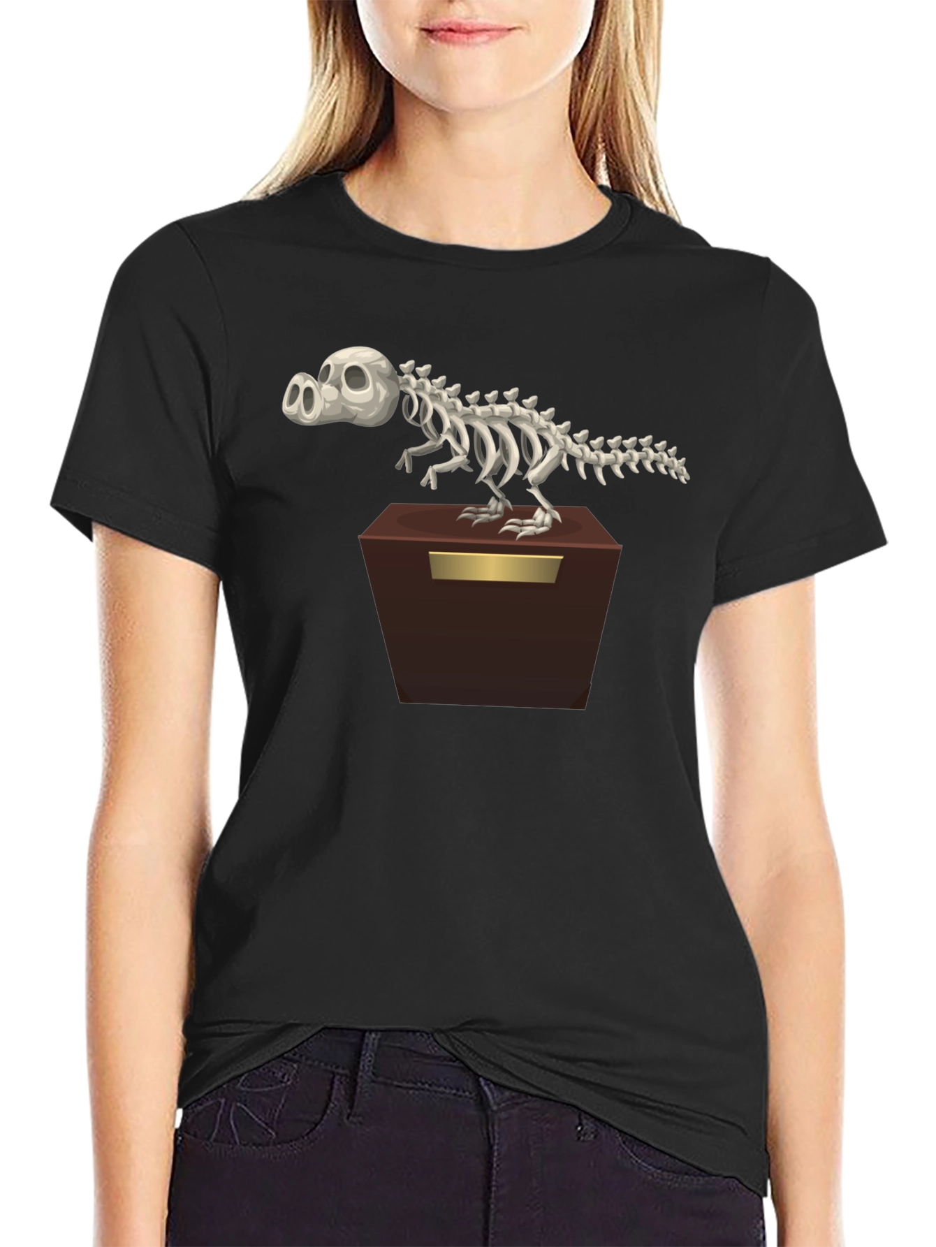 Black Dino Skeleton Graphic Tee - Black Cotton view 2