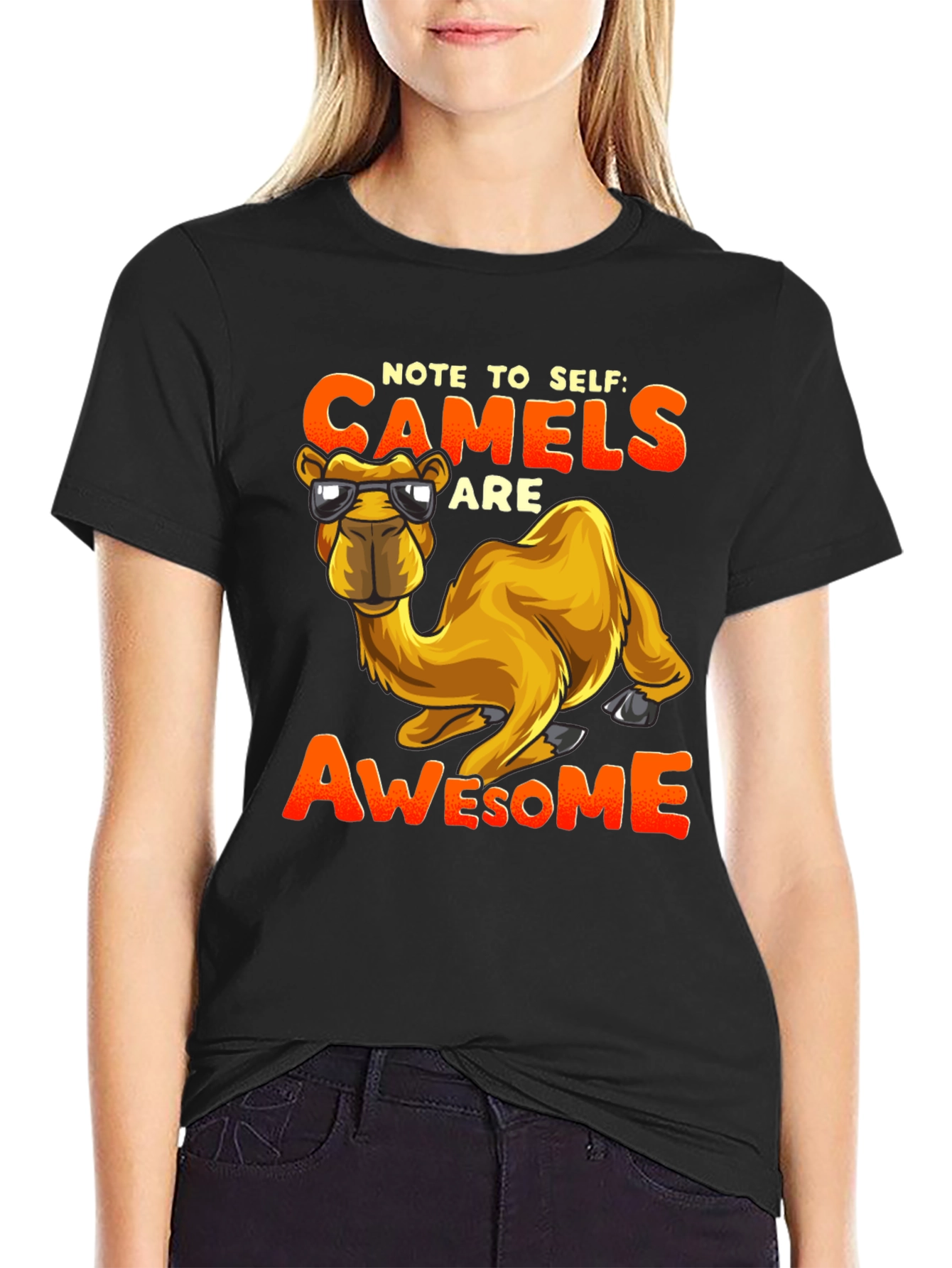 Black Note to Self Camels are Awesome T-Shirt view 2