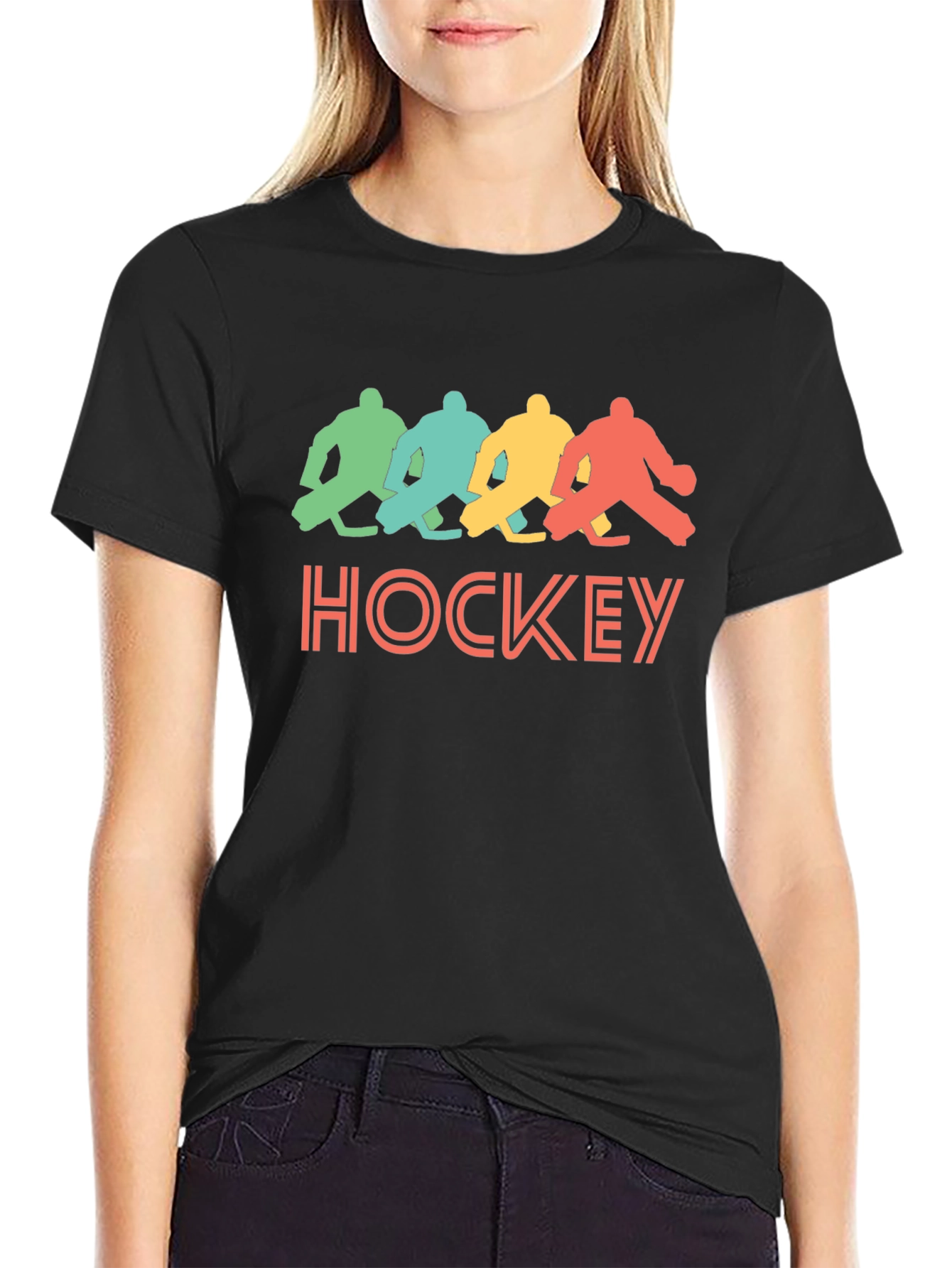 Black Retro Hockey Graphic T-Shirt - Black Tee view 2