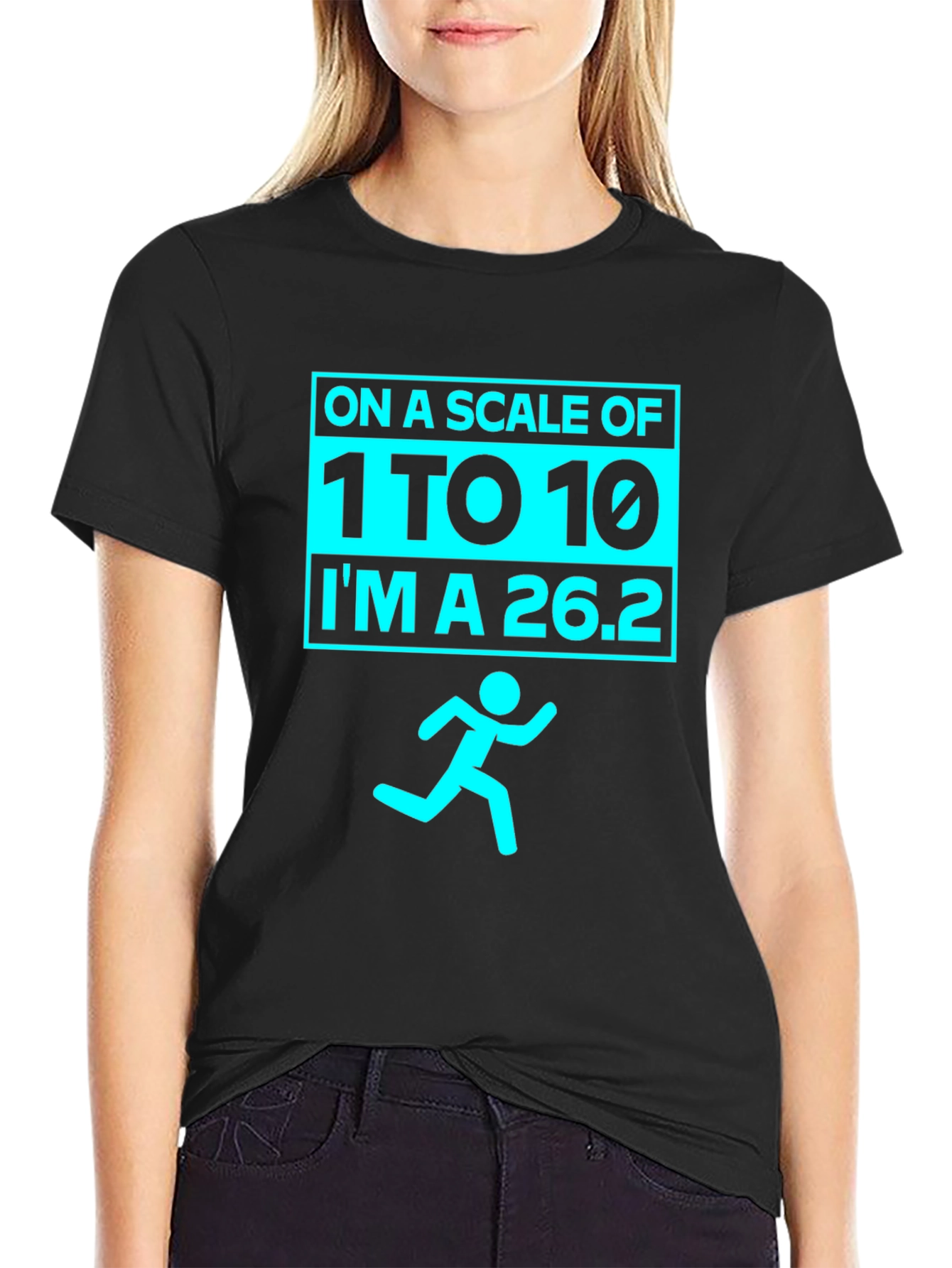 Black Marathoner's Humor Tee - Running Scale 26.2 view 2