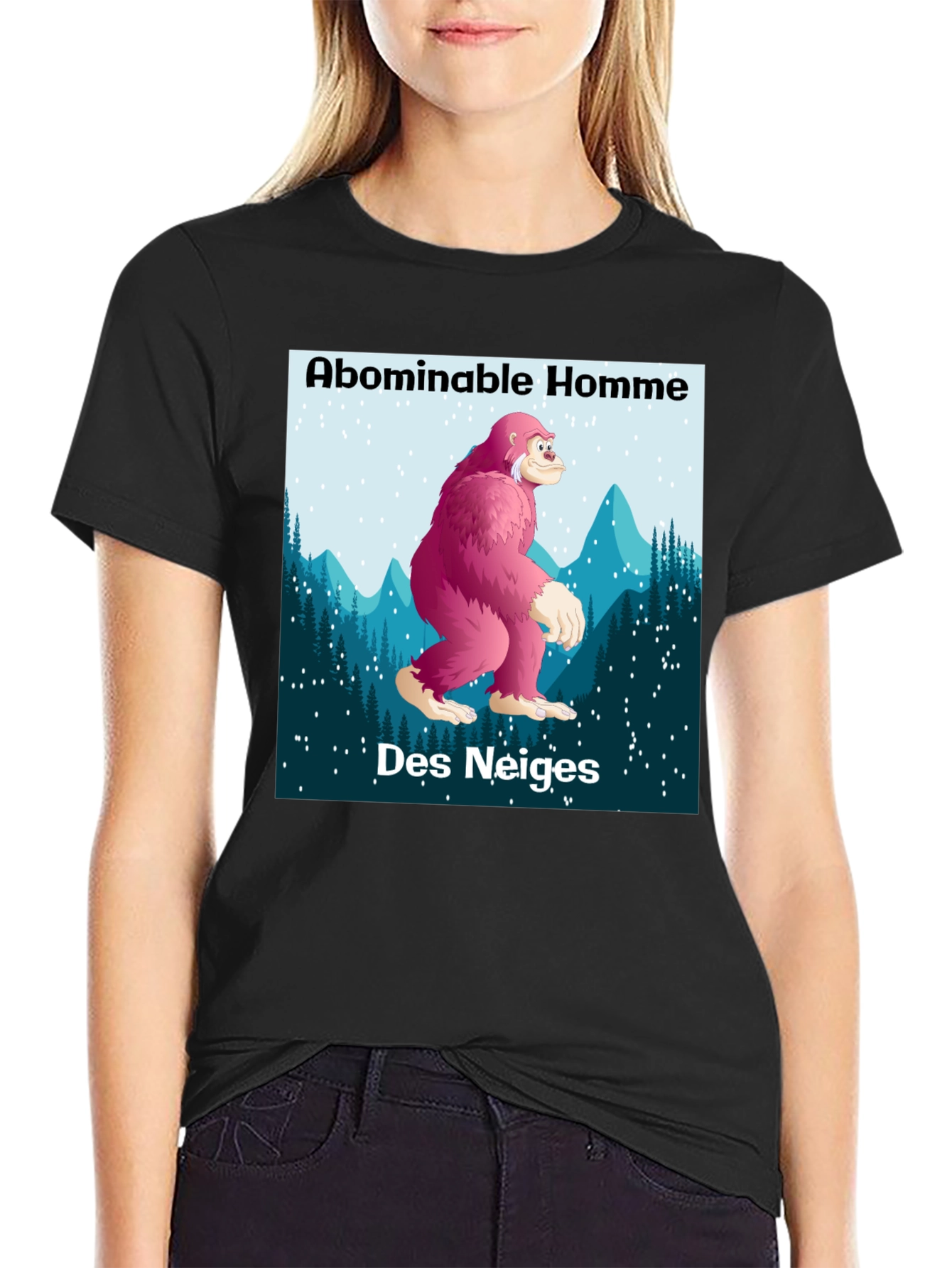 Black Abominable Homme Des Neiges Graphic T-Shirt view 2