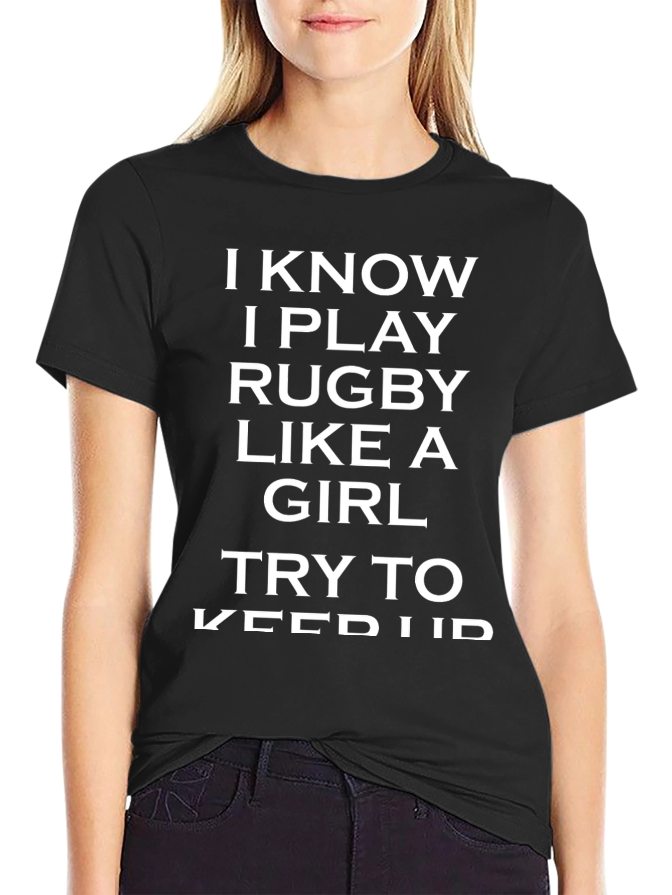 Black Rugby Player Funny Slogan T-Shirt view 2