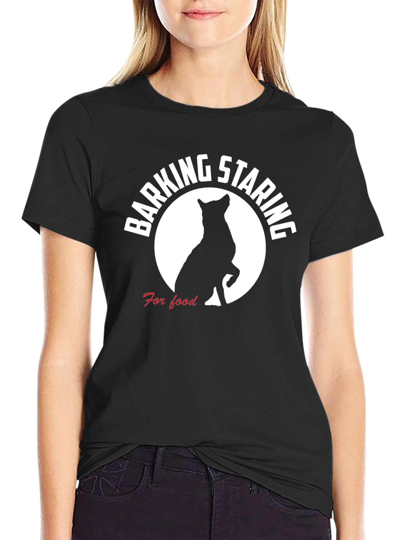 Black Barking Staring For Food Dog T-Shirt view 2