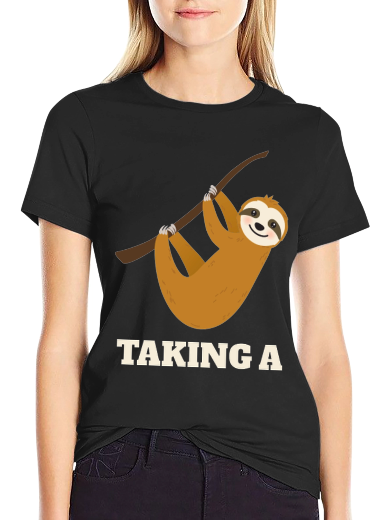 Black Sloth Taking A Nap Black T-Shirt view 2