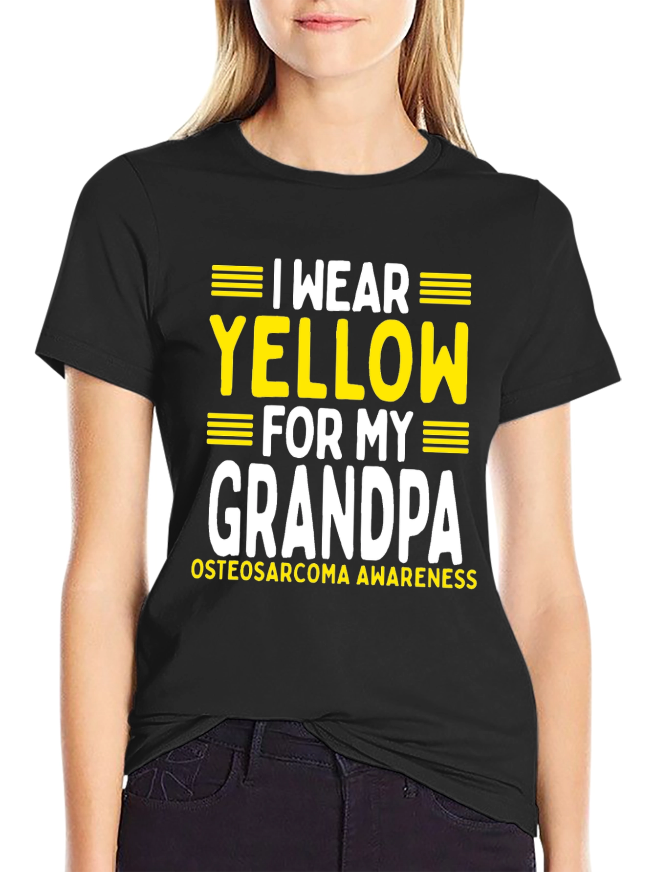 Black I Wear Yellow for My Grandpa T-Shirt view 2