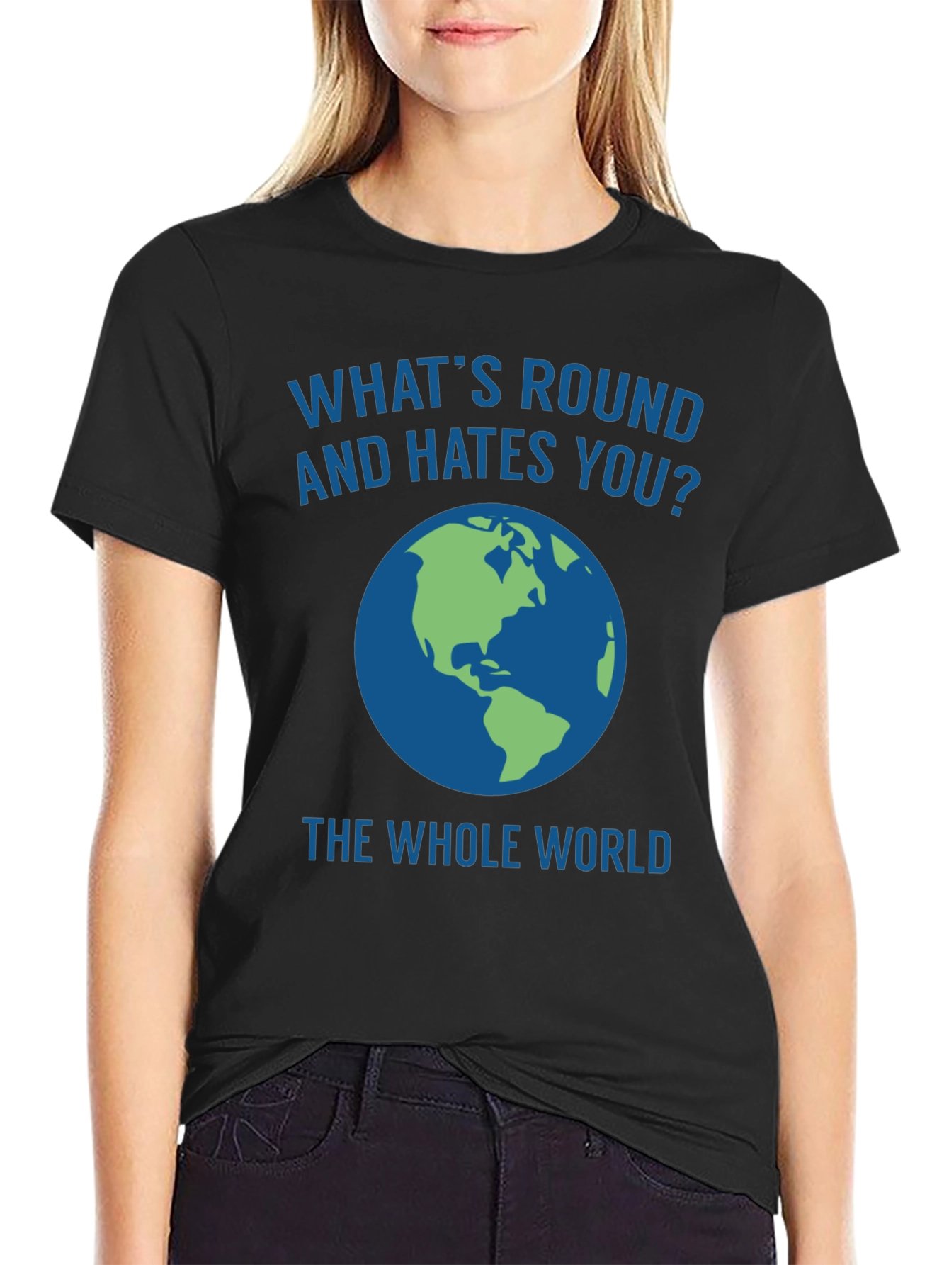 Black What's Round and Hates You? Graphic Tee view 2