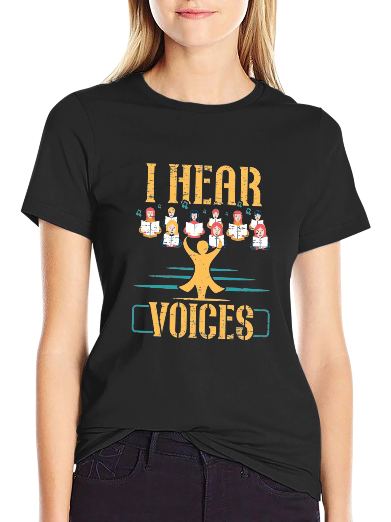 Black I Hear Voices T-Shirt Choir Singing Tee view 2