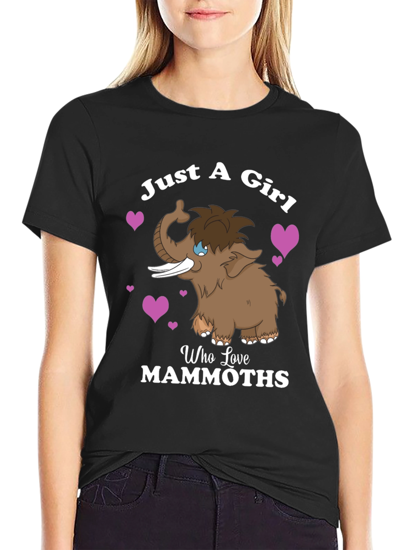 Black Just a Girl Who Loves Mammoths T-Shirt view 2