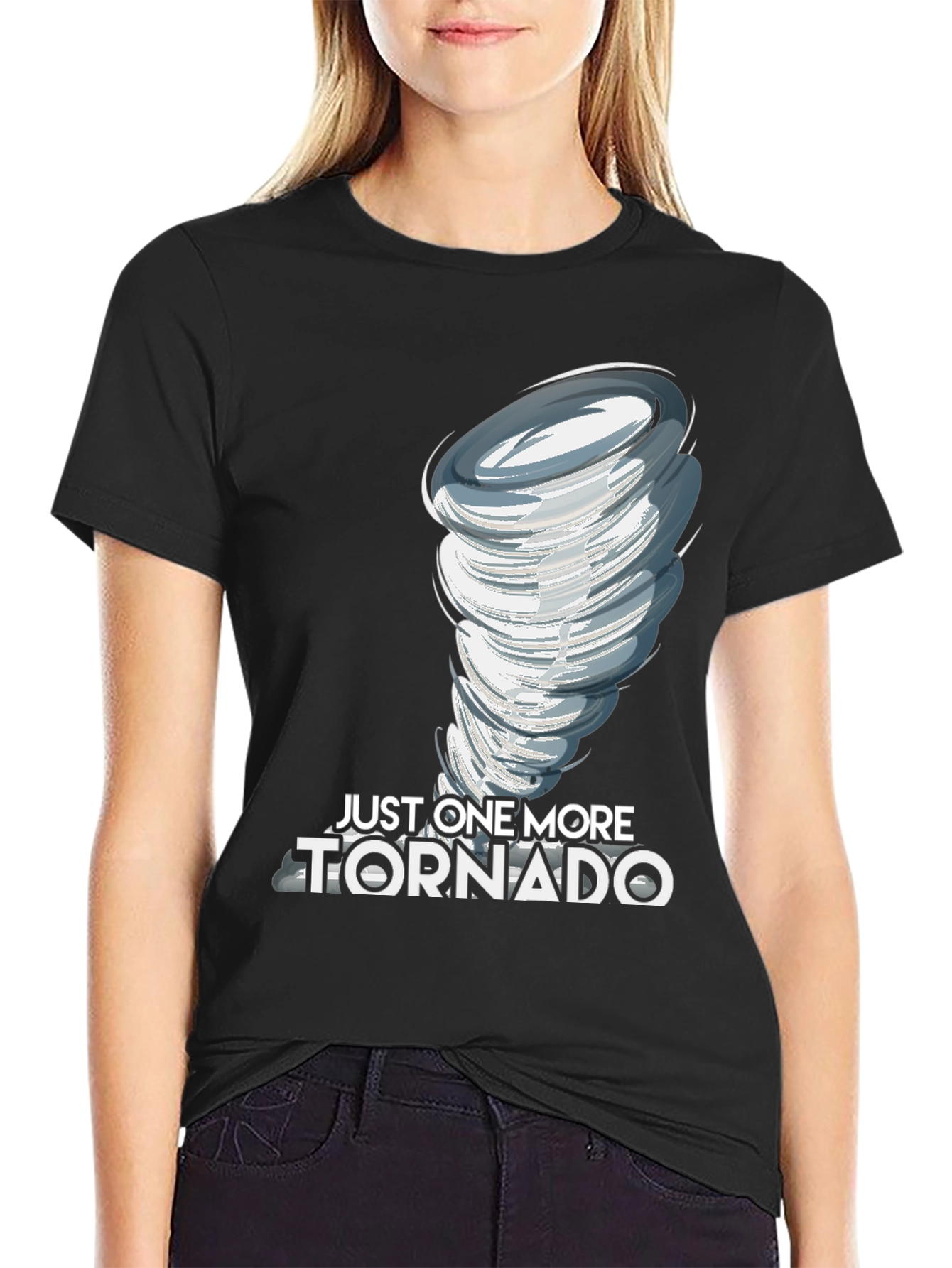 Black Just One More Tornado Black Graphic T-Shirt view 2