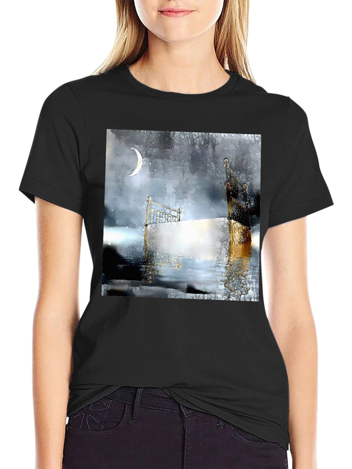 Black Surreal Dreamscape Black Tee view 2