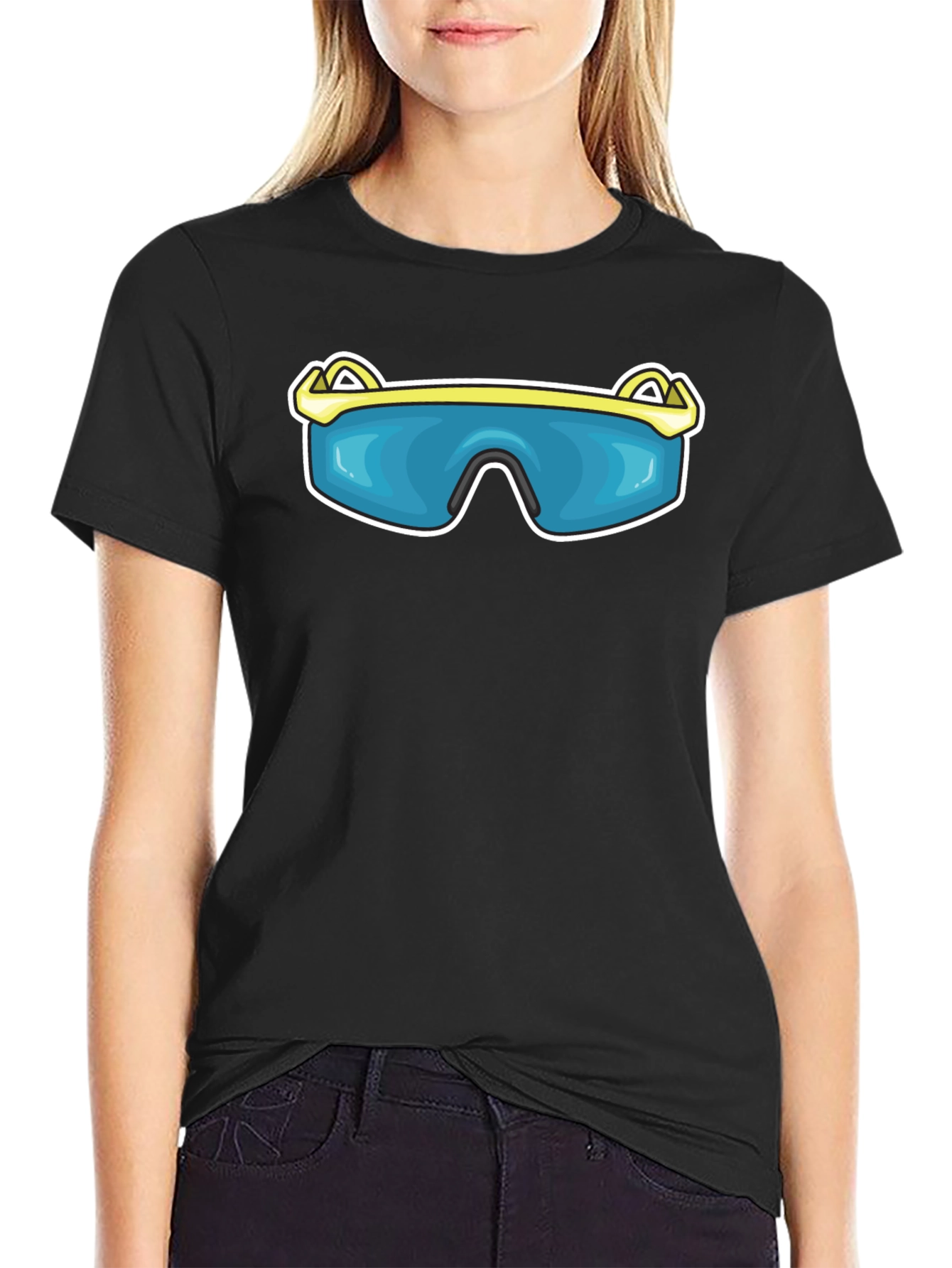 Black Sunglasses Graphic Tee - Fun & Stylish Black T-Shirt view 2