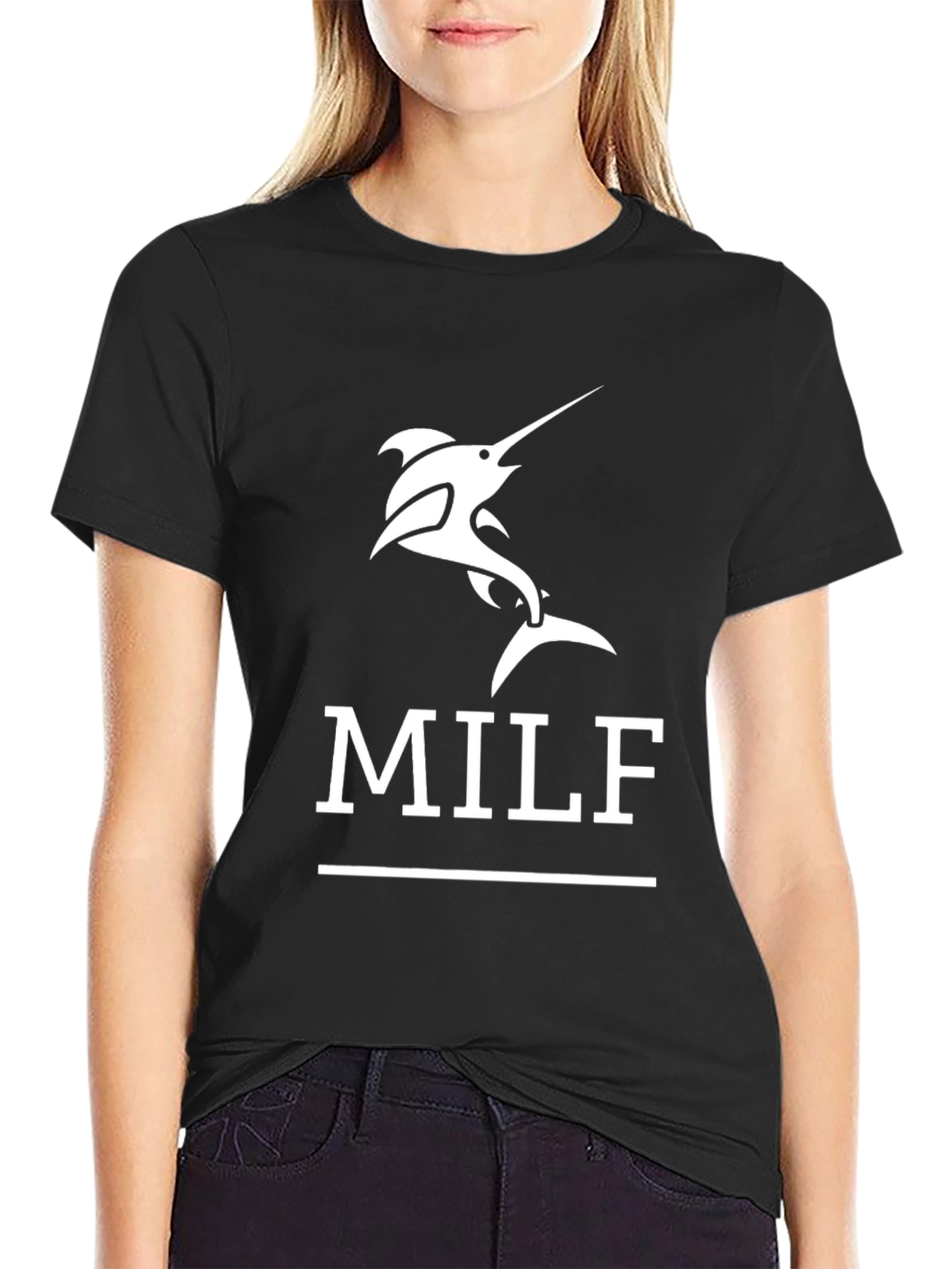 Black Marlin MILF T-Shirt - Funny Fishing Tee view 2